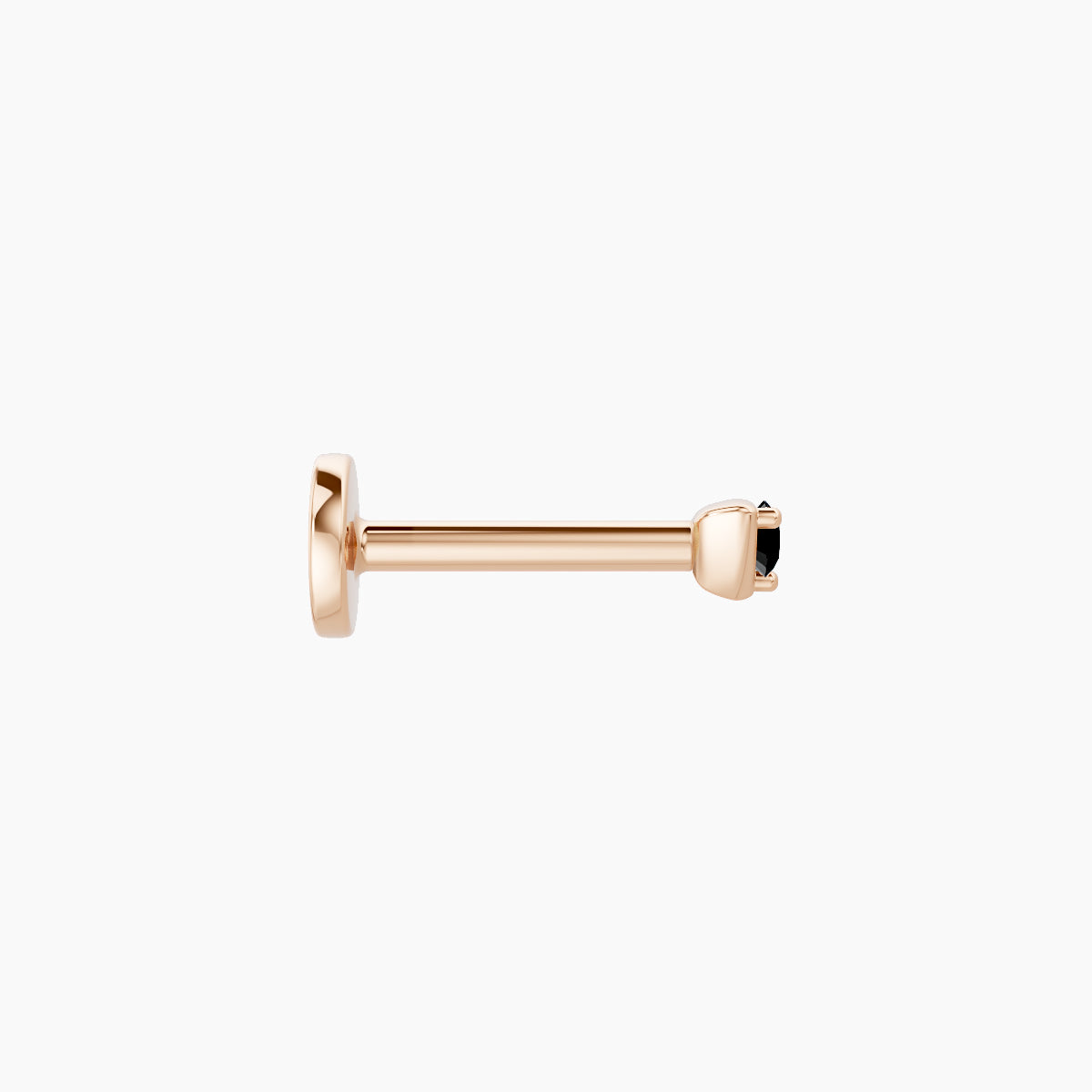 Leda | 18k Rose Gold 6.5 mm 2 mm Round Black Diamond Nose Piercing