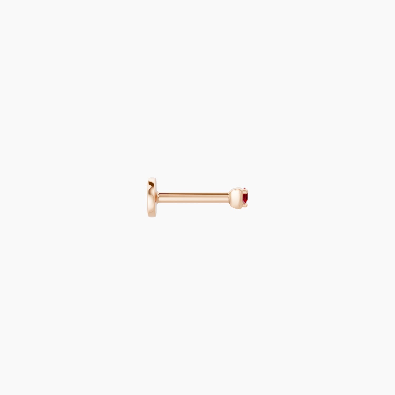 Leda | 18k Rose Gold 6.5 mm 2 mm Round Ruby Nose Piercing