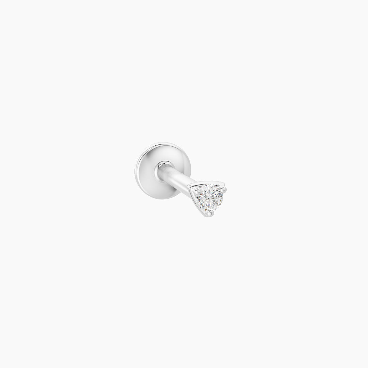 Leda | 18k White Gold 2 mm 6.5 mm Round Diamond Nose Piercing