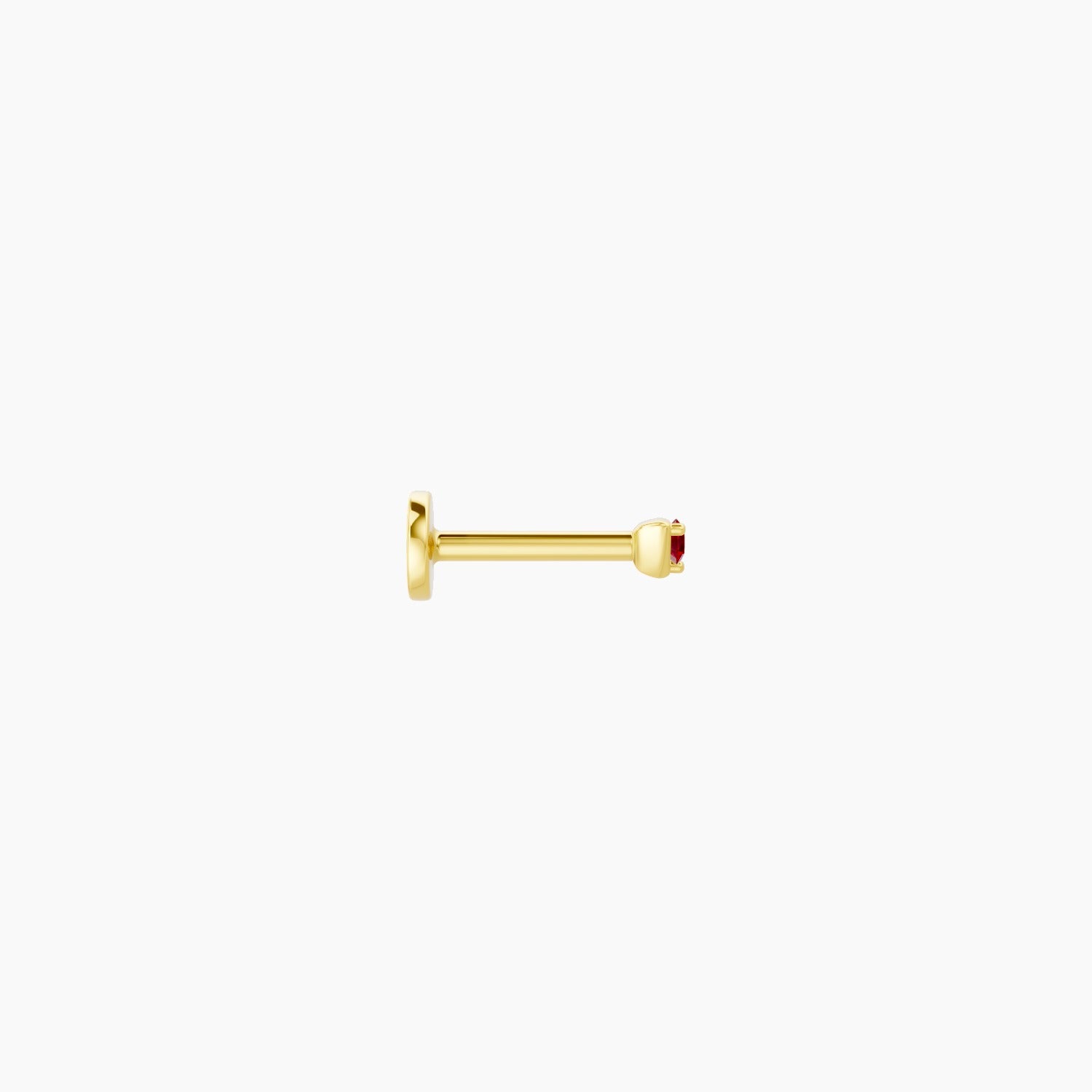 Leda | 18k Yellow Gold 6.5 mm 2 mm Round Ruby Nose Piercing