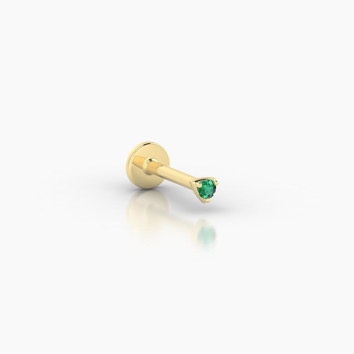 Leda | 18k Yellow Gold 6.5 mm 2 mm Round Emerald Nose Piercing