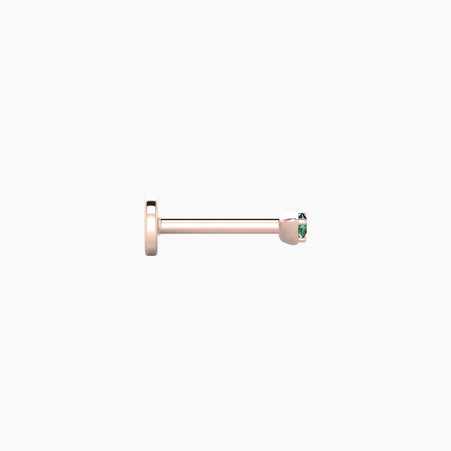 Leda | 18k Rose Gold 6.5 mm 2 mm Round Emerald Nose Piercing