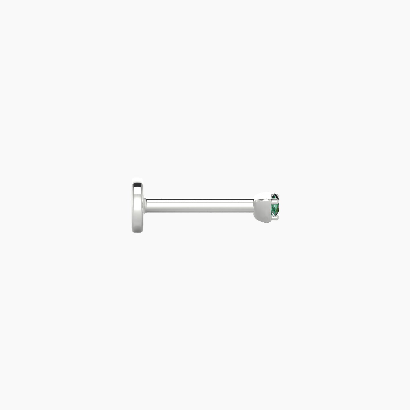 Leda | 18k White Gold 6.5 mm 2 mm Round Emerald Nose Piercing