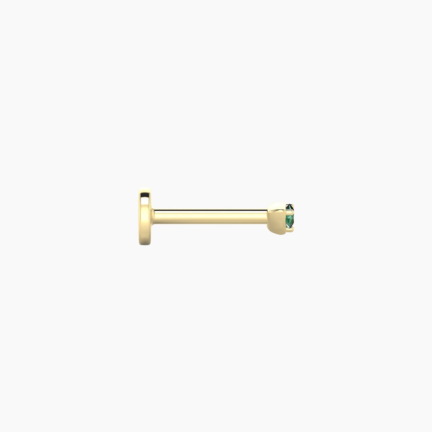 Leda | 18k Yellow Gold 6.5 mm 2 mm Round Emerald Nose Piercing