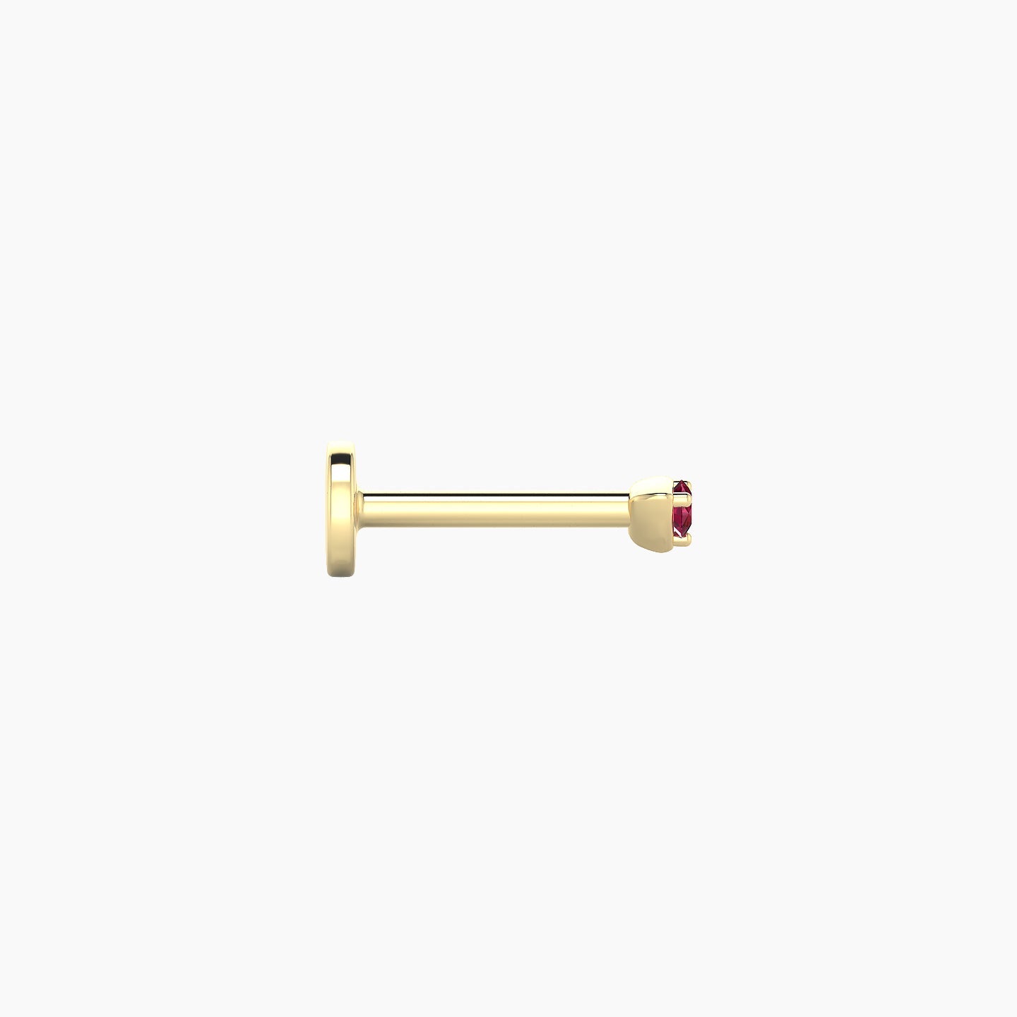 Leda | 18k Yellow Gold 6.5 mm 2 mm Round Ruby Nose Piercing