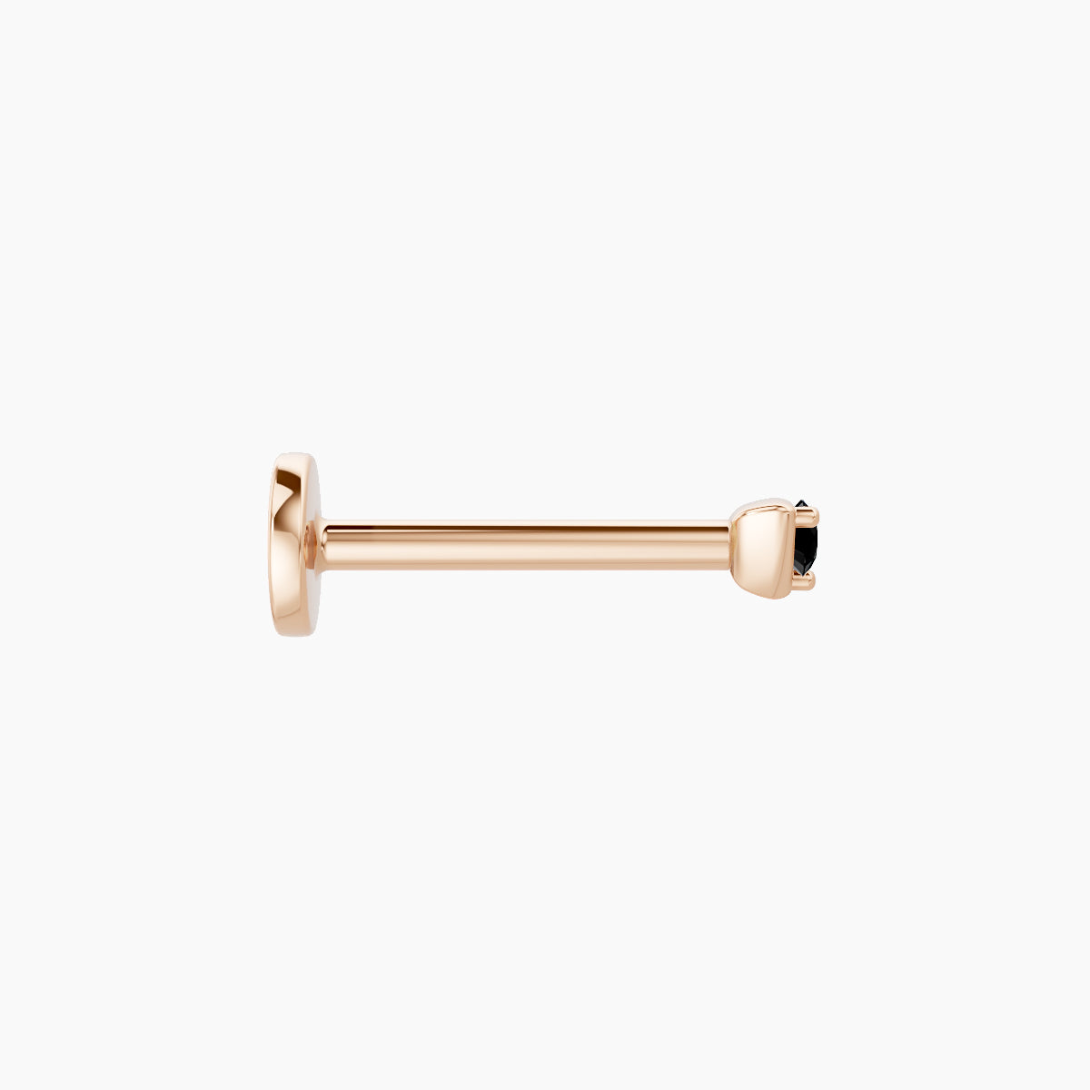 Leda | 18k Rose Gold 8 mm 2 mm Round Black Diamond Nose Piercing