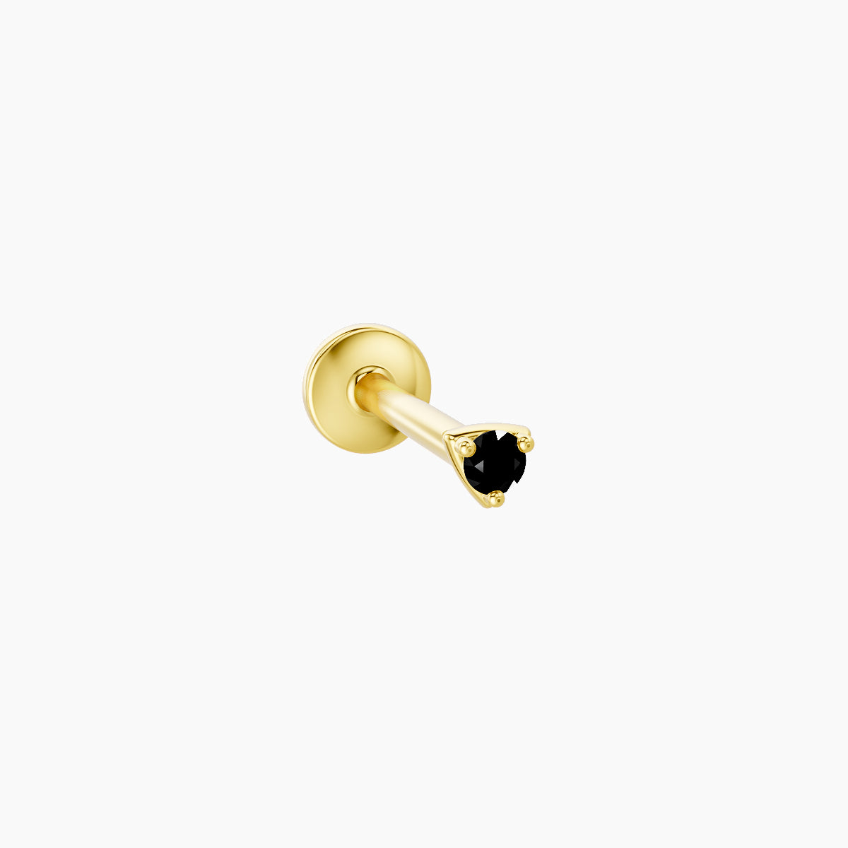 Leda | 18k Yellow Gold 8 mm 2 mm Round Black Diamond Nose Piercing