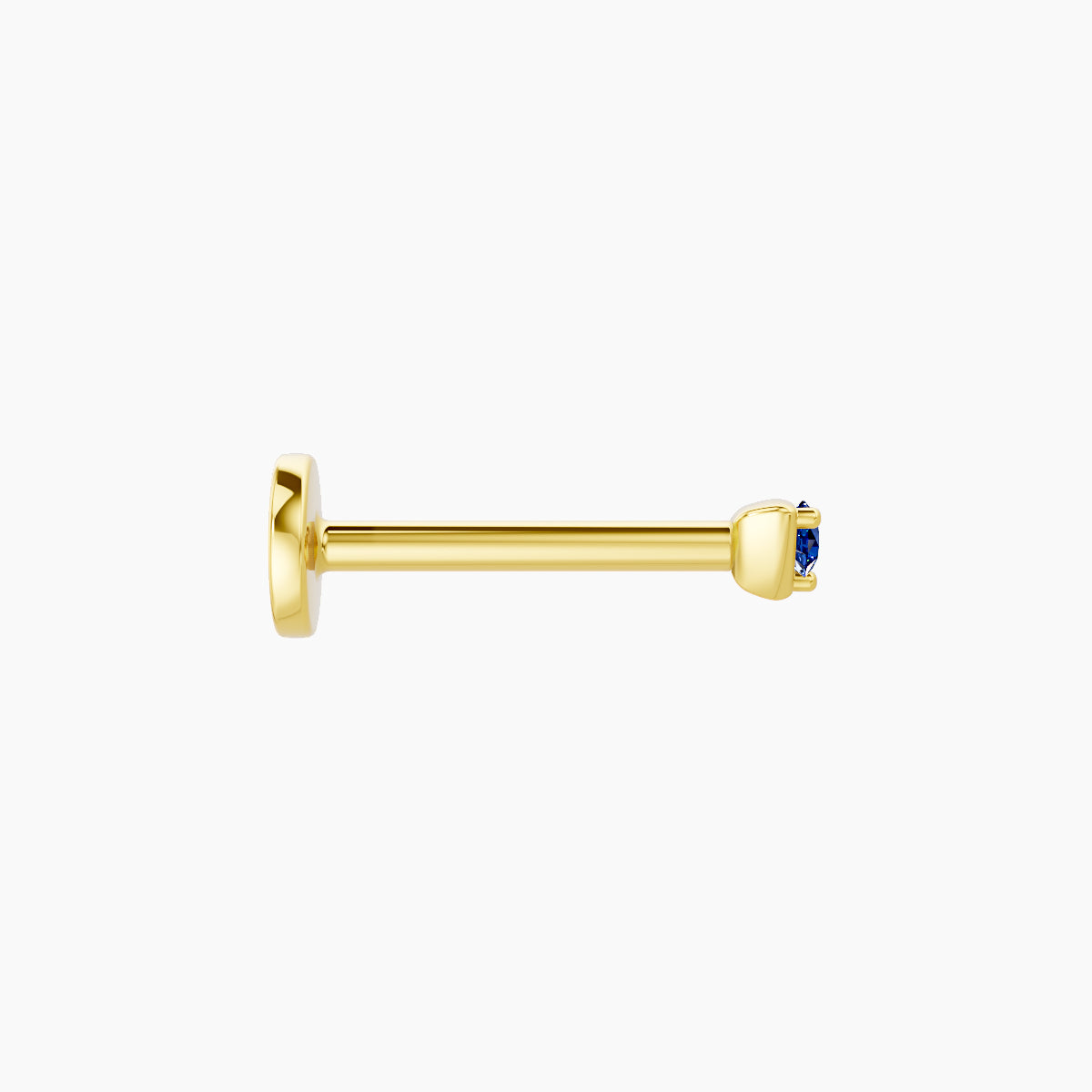 Leda | 18k Yellow Gold 8 mm 2 mm Round Sapphire Nose Piercing