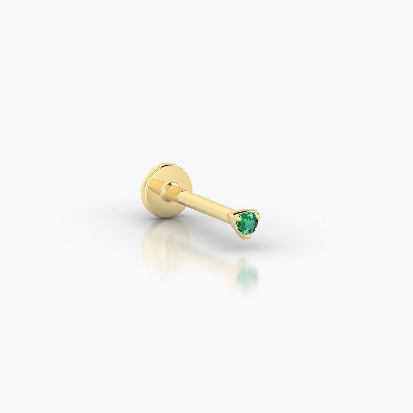 Leda | 18k Yellow Gold 8 mm 2 mm Round Emerald Nose Piercing