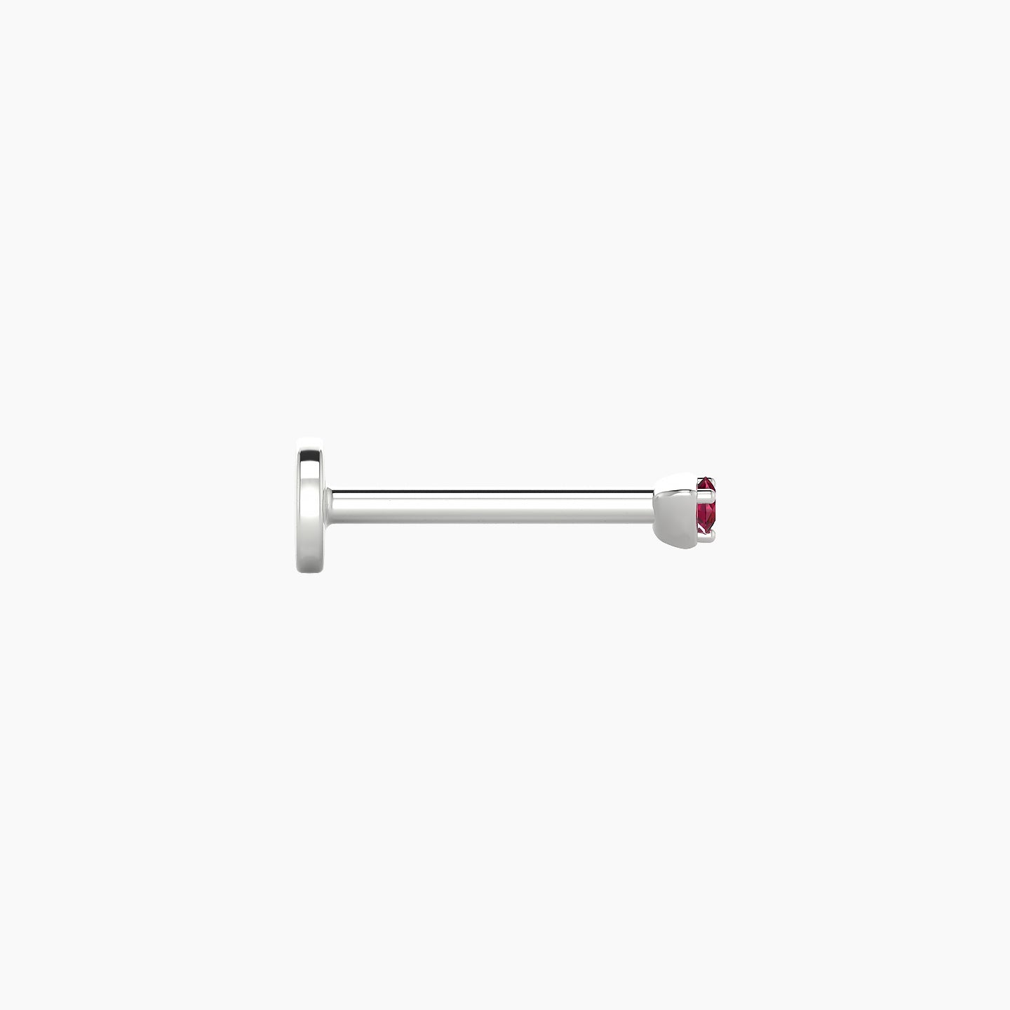 Leda | 18k White Gold 8 mm 2 mm Round Ruby Nose Piercing
