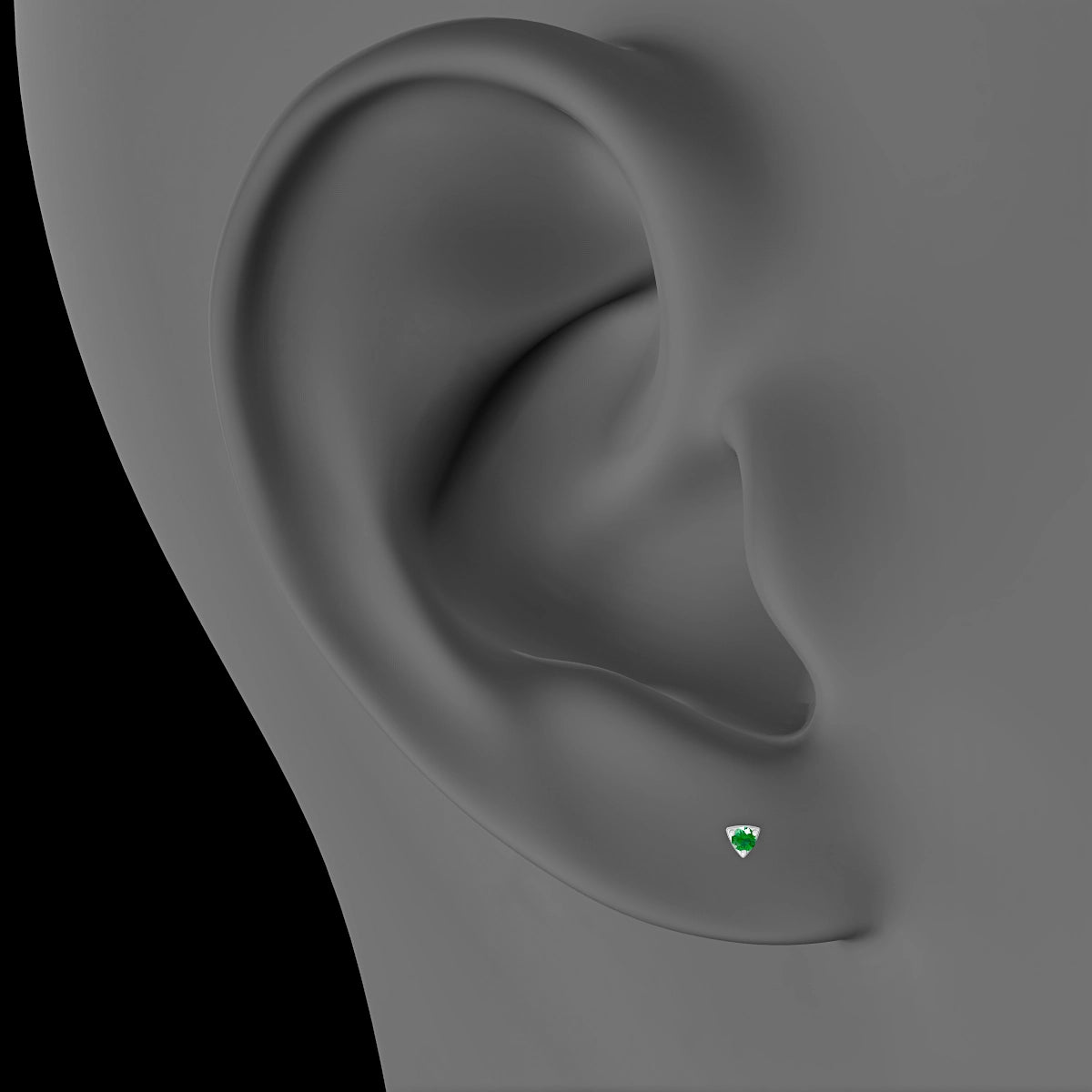 Leda | 18k White Gold 8 mm 2 mm Round Emerald Piercing