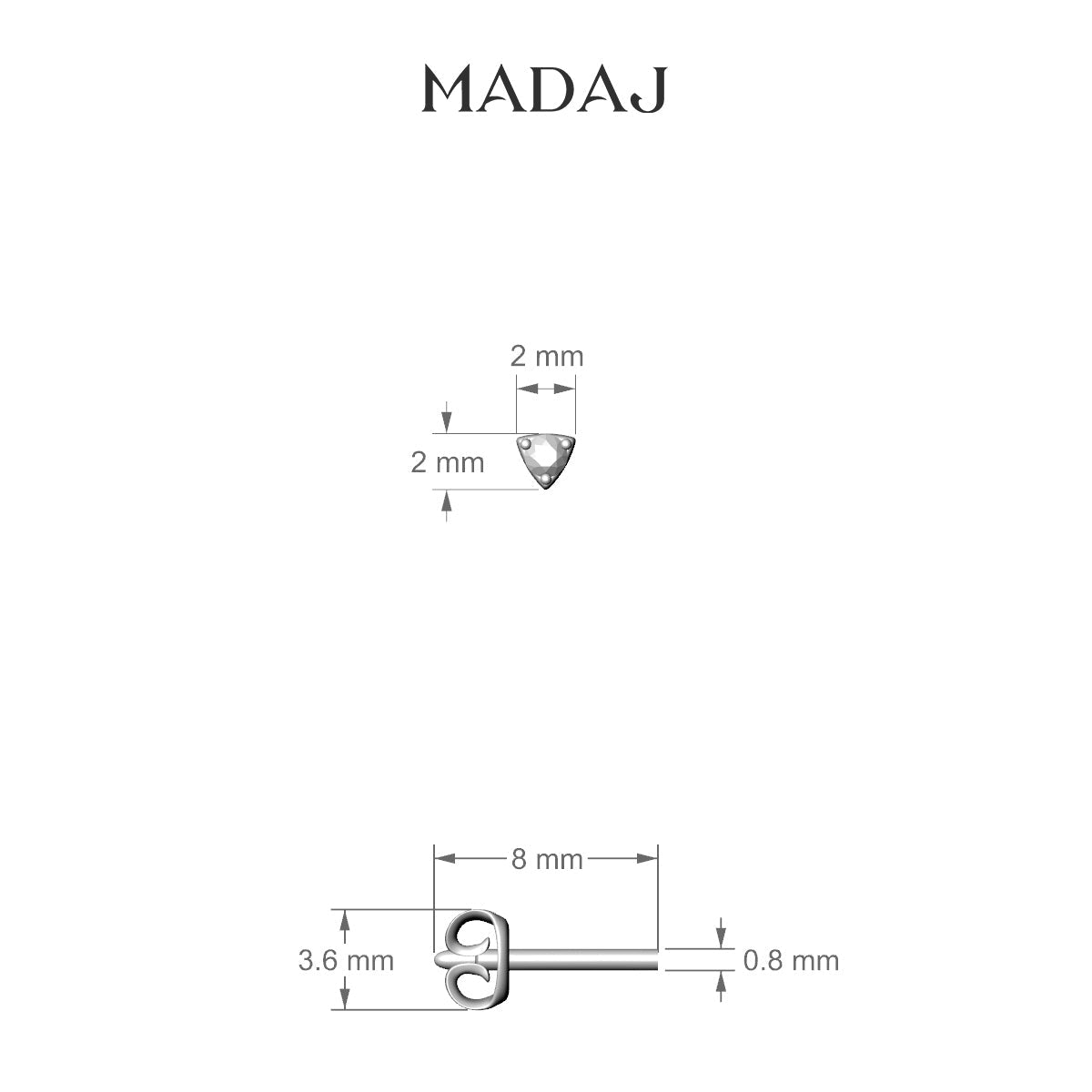 Leda | 18k White Gold 2 mm Round Diamond Earring