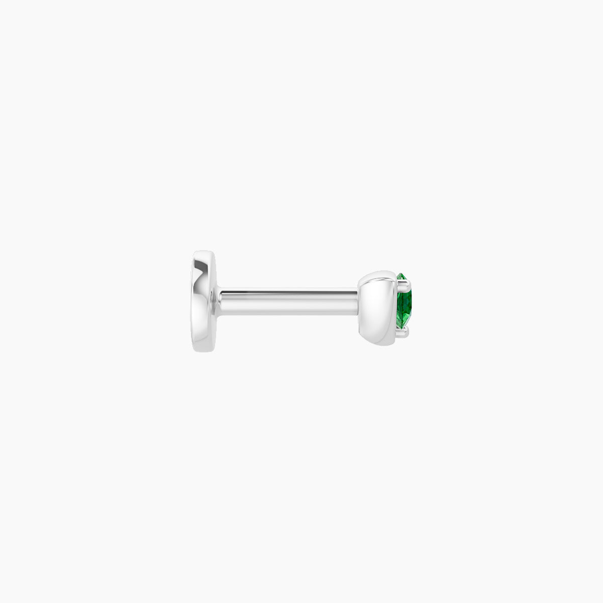 Leda | 18k White Gold 5 mm 3 mm Round Emerald Nose Piercing