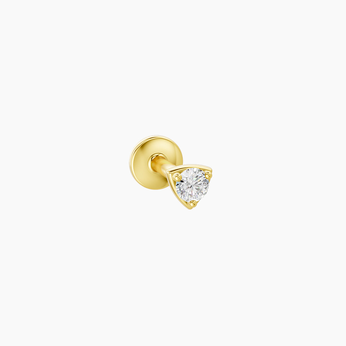 Leda | 18k Yellow Gold 3 mm 5 mm Round Diamond Nose Piercing