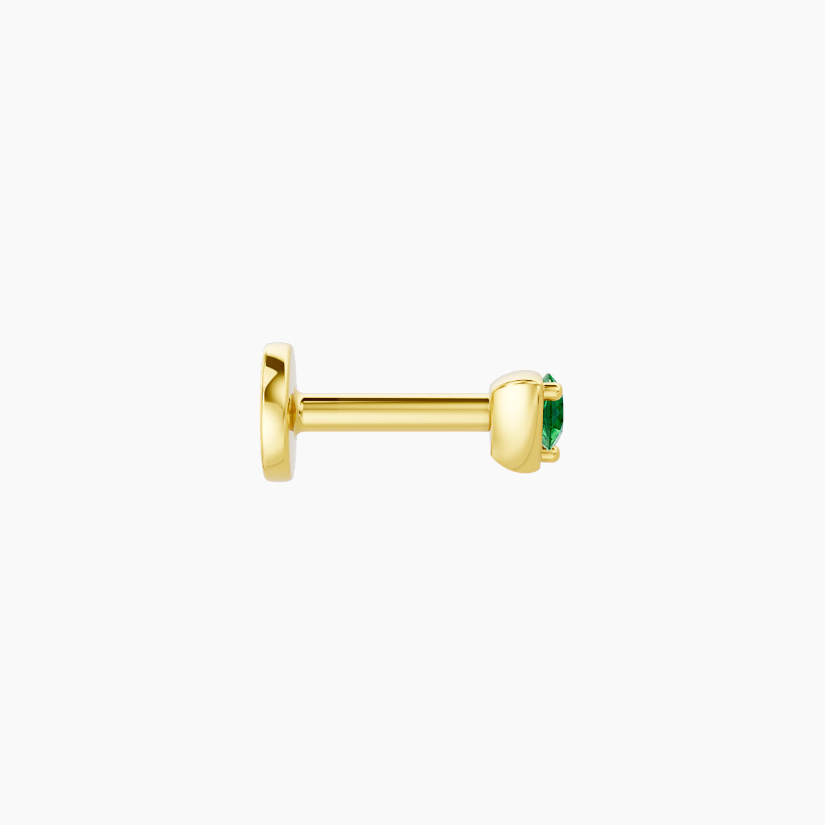 Leda | 18k Yellow Gold 5 mm 3 mm Round Emerald Nose Piercing