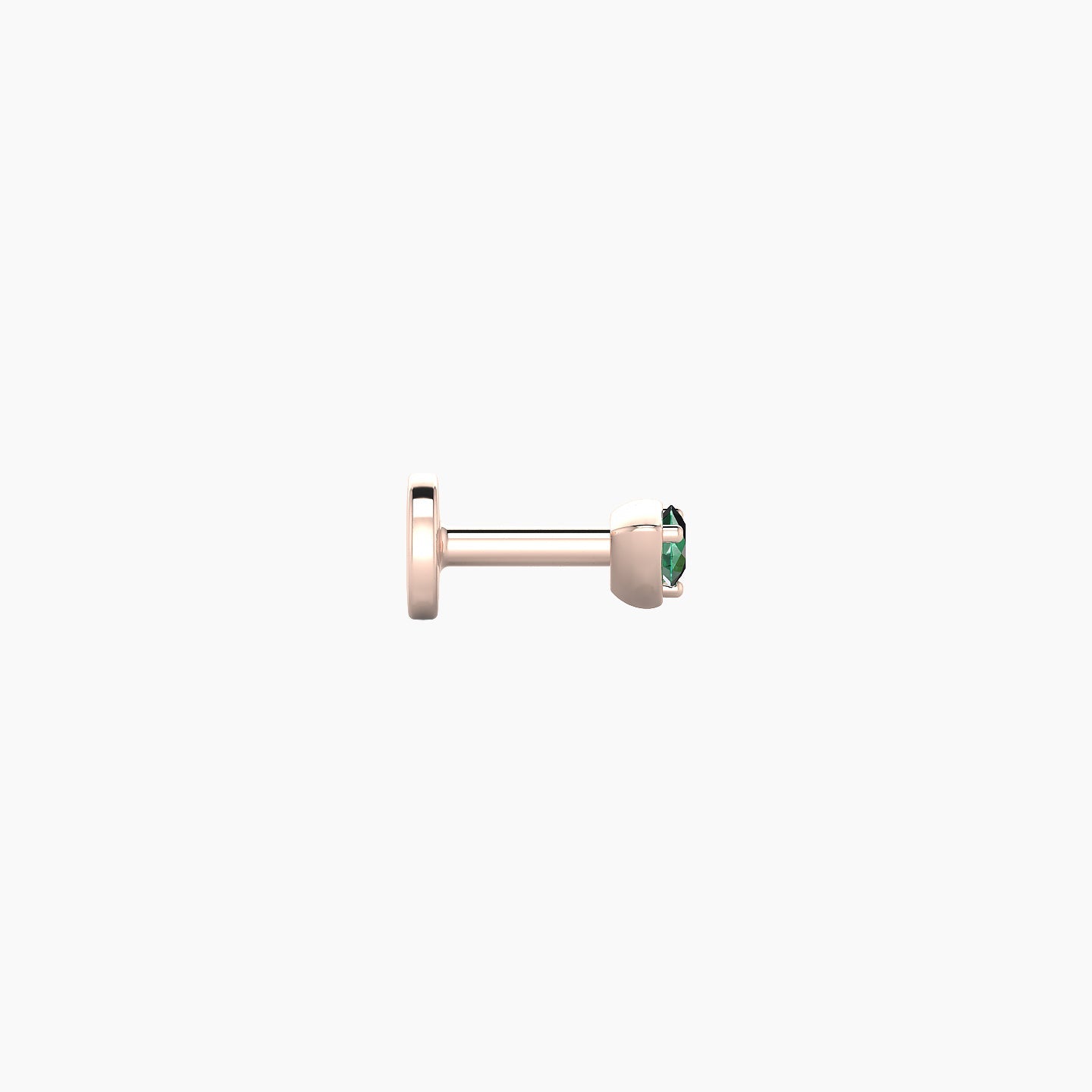 Leda | 18k Rose Gold 5 mm 3 mm Round Emerald Nose Piercing
