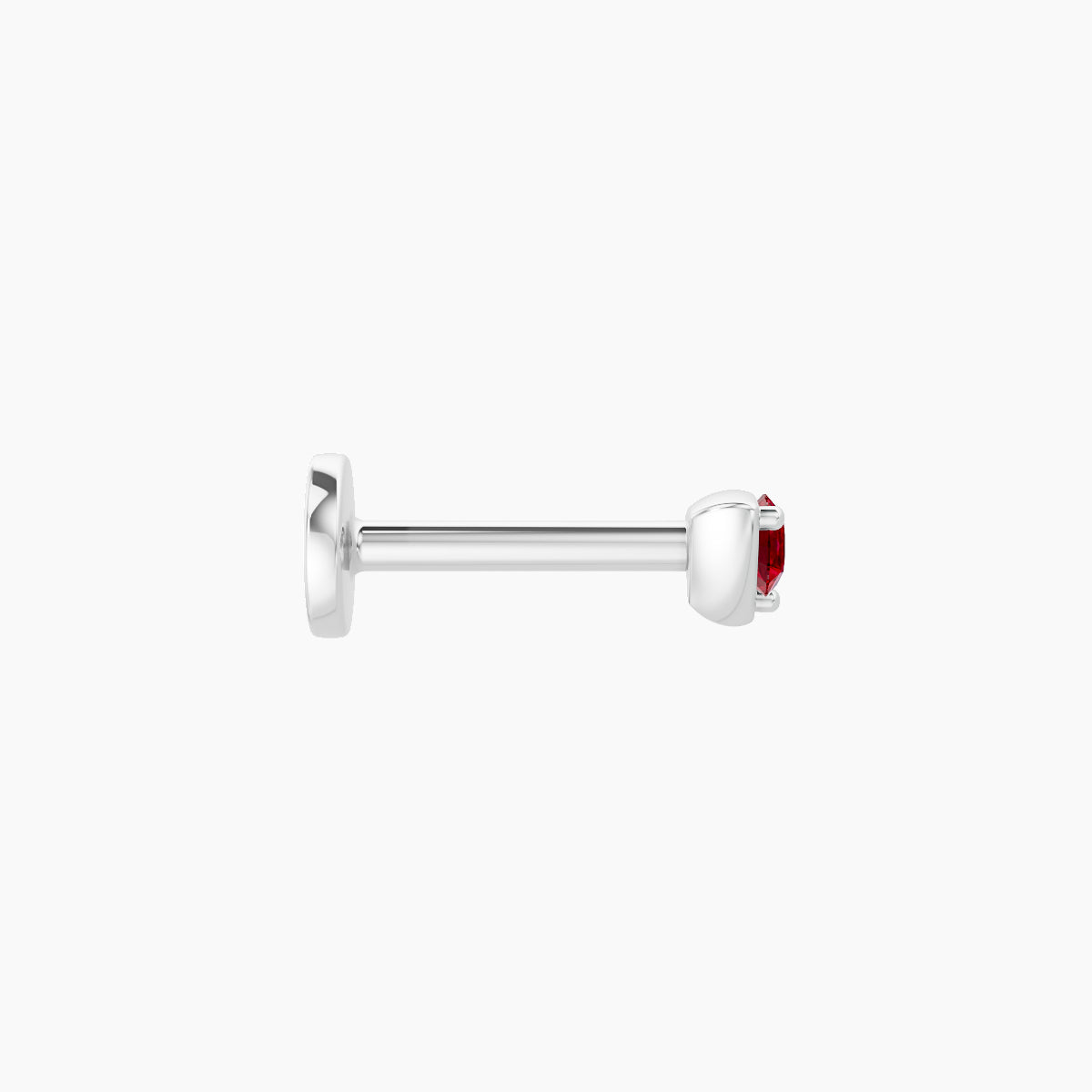 Leda | 18k White Gold 6.5 mm 3 mm Round Ruby Nose Piercing