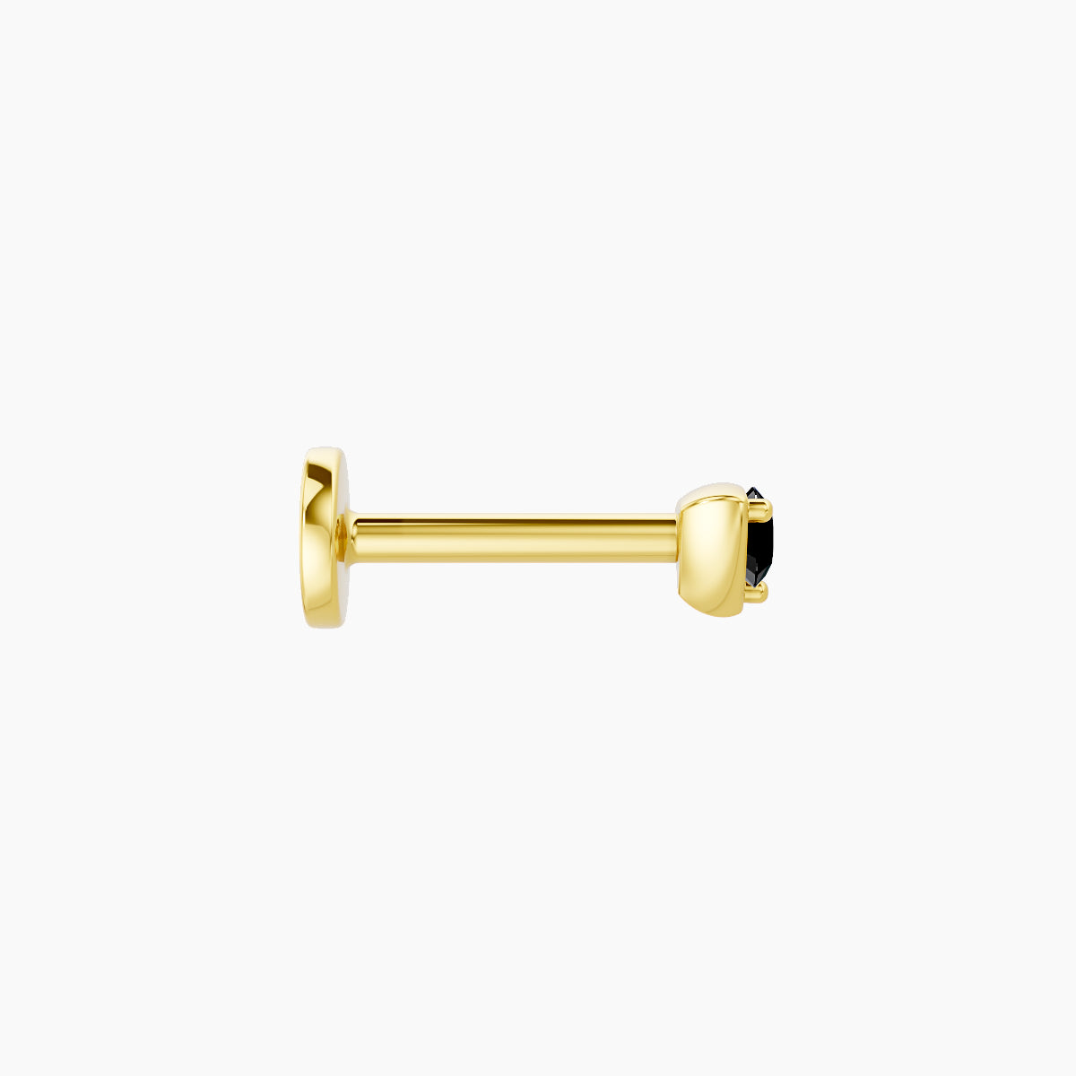 Leda | 18k Yellow Gold 6.5 mm 3 mm Round Black Diamond Nose Piercing