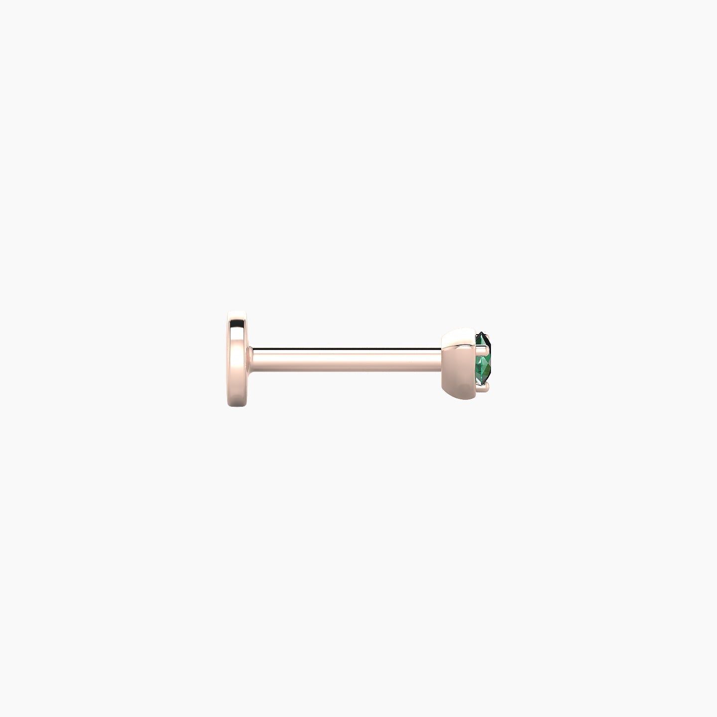 Leda | 18k Rose Gold 6.5 mm 3 mm Round Emerald Nose Piercing
