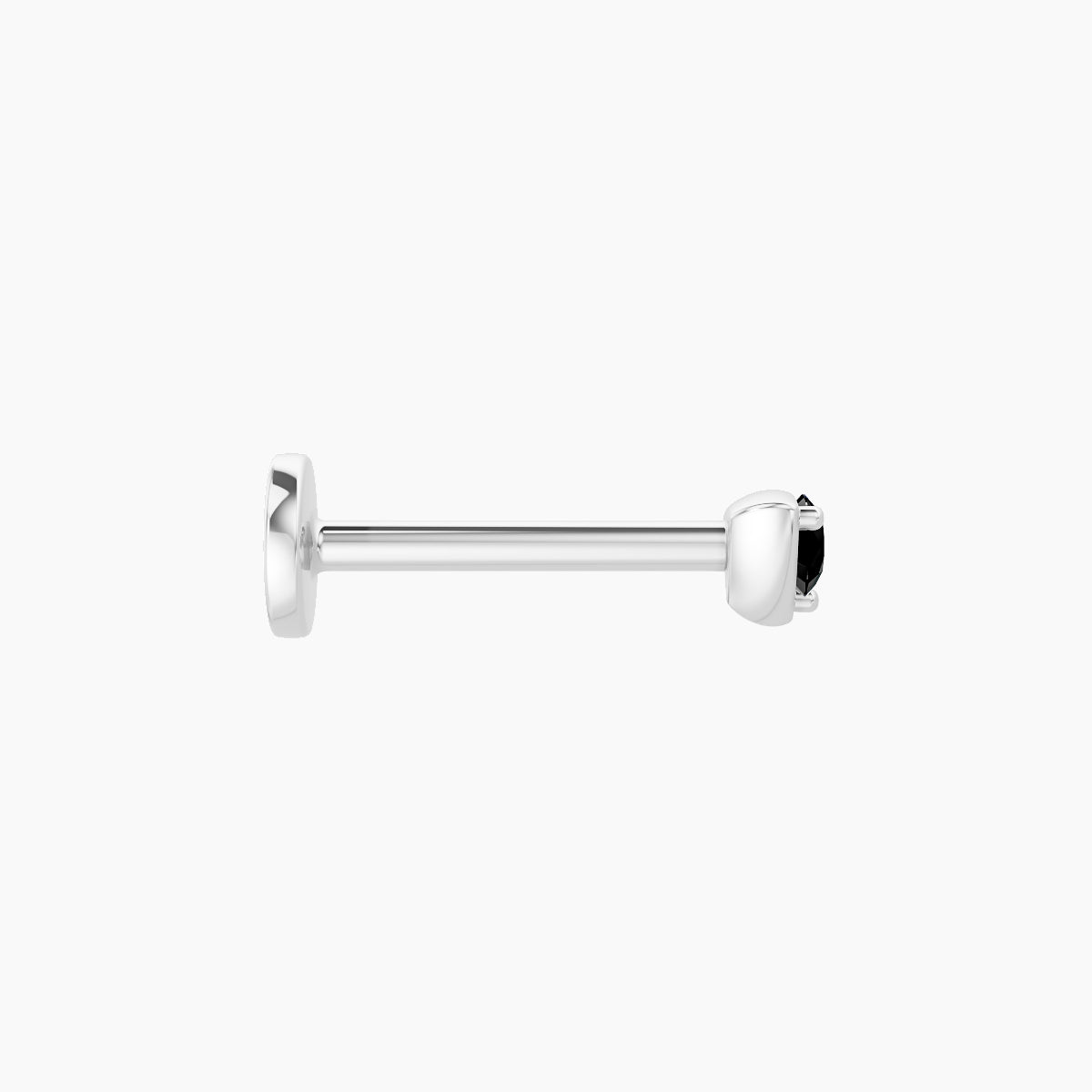 Leda | 18k White Gold 8 mm 3 mm Round Black Diamond Nose Piercing