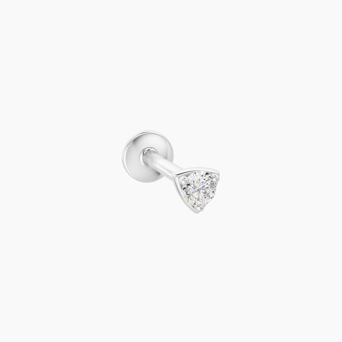 Leda | 18k White Gold 3 mm 8 mm Round Diamond Nose Piercing
