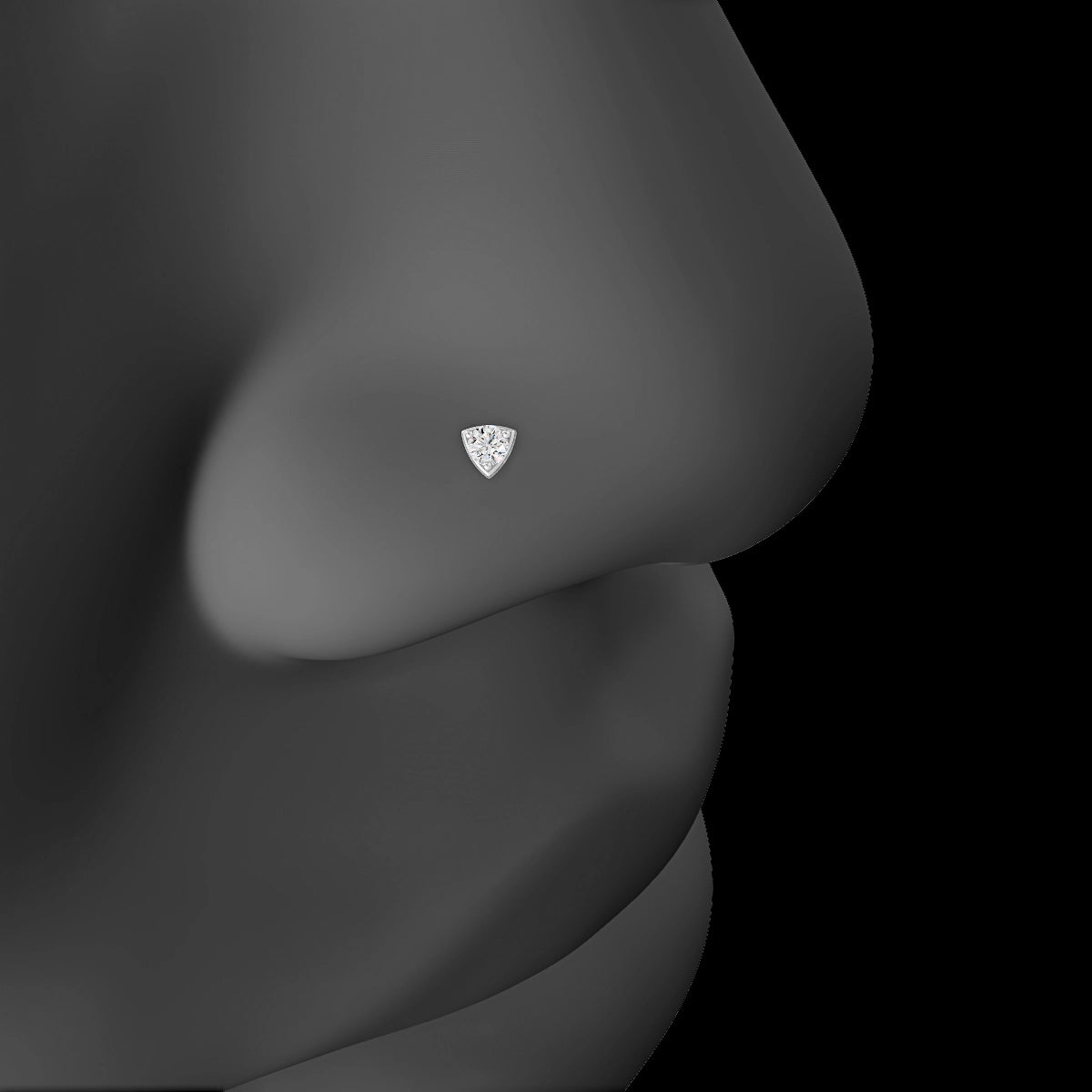 Leda | 18k White Gold 3 mm 8 mm Round Diamond Nose Piercing