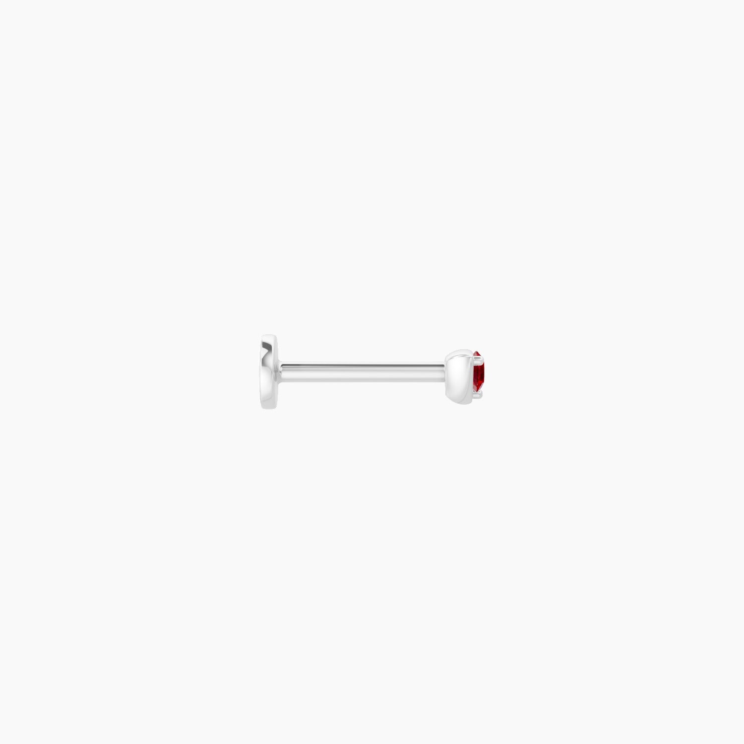 Leda | 18k White Gold 8 mm 3 mm Round Ruby Nose Piercing