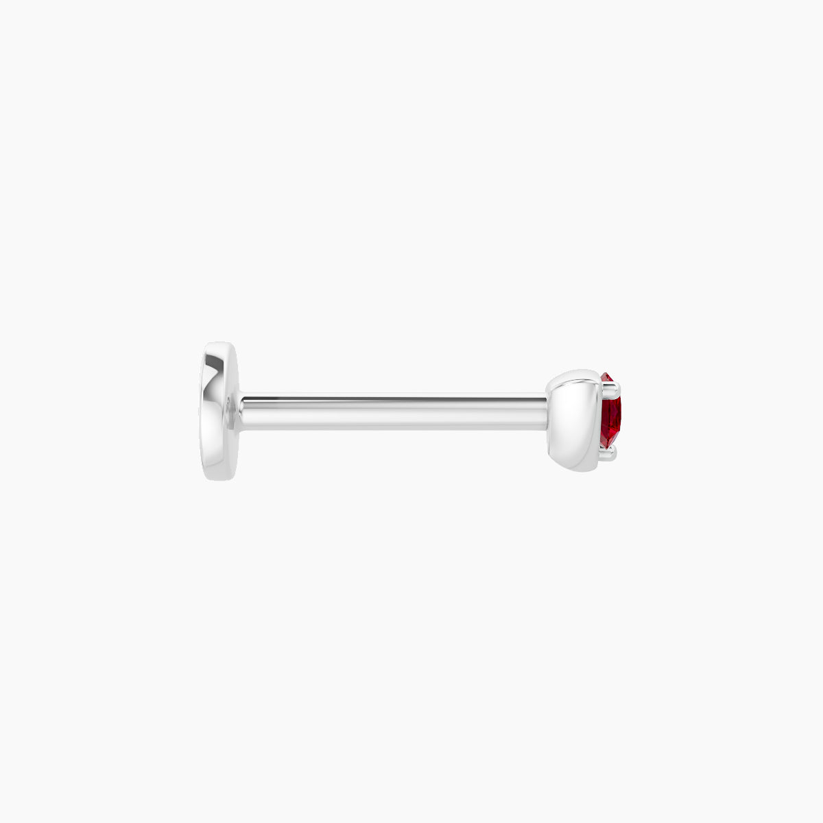 Leda | 18k White Gold 8 mm 3 mm Round Ruby Nose Piercing