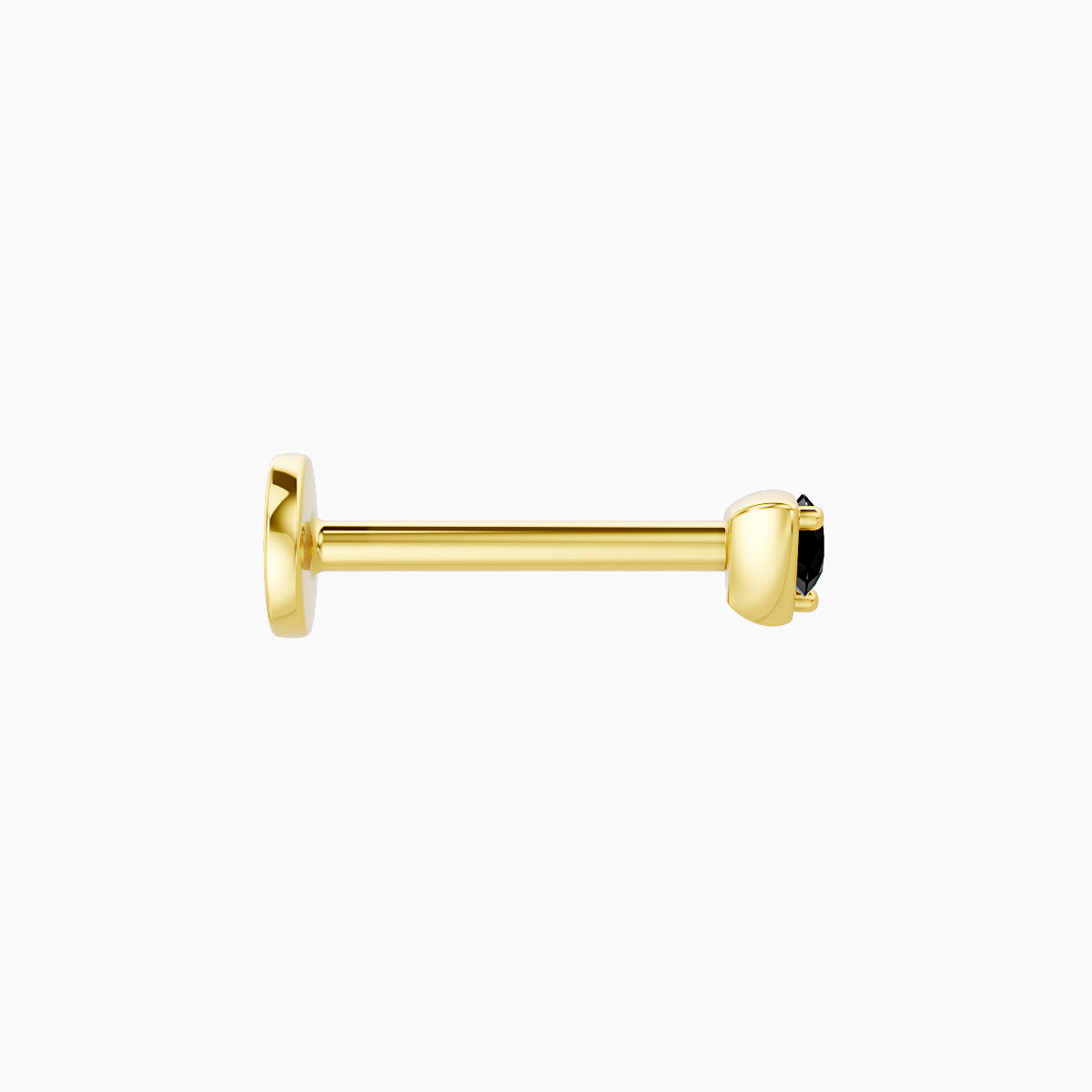 Leda | 18k Yellow Gold 8 mm 3 mm Round Black Diamond Nose Piercing