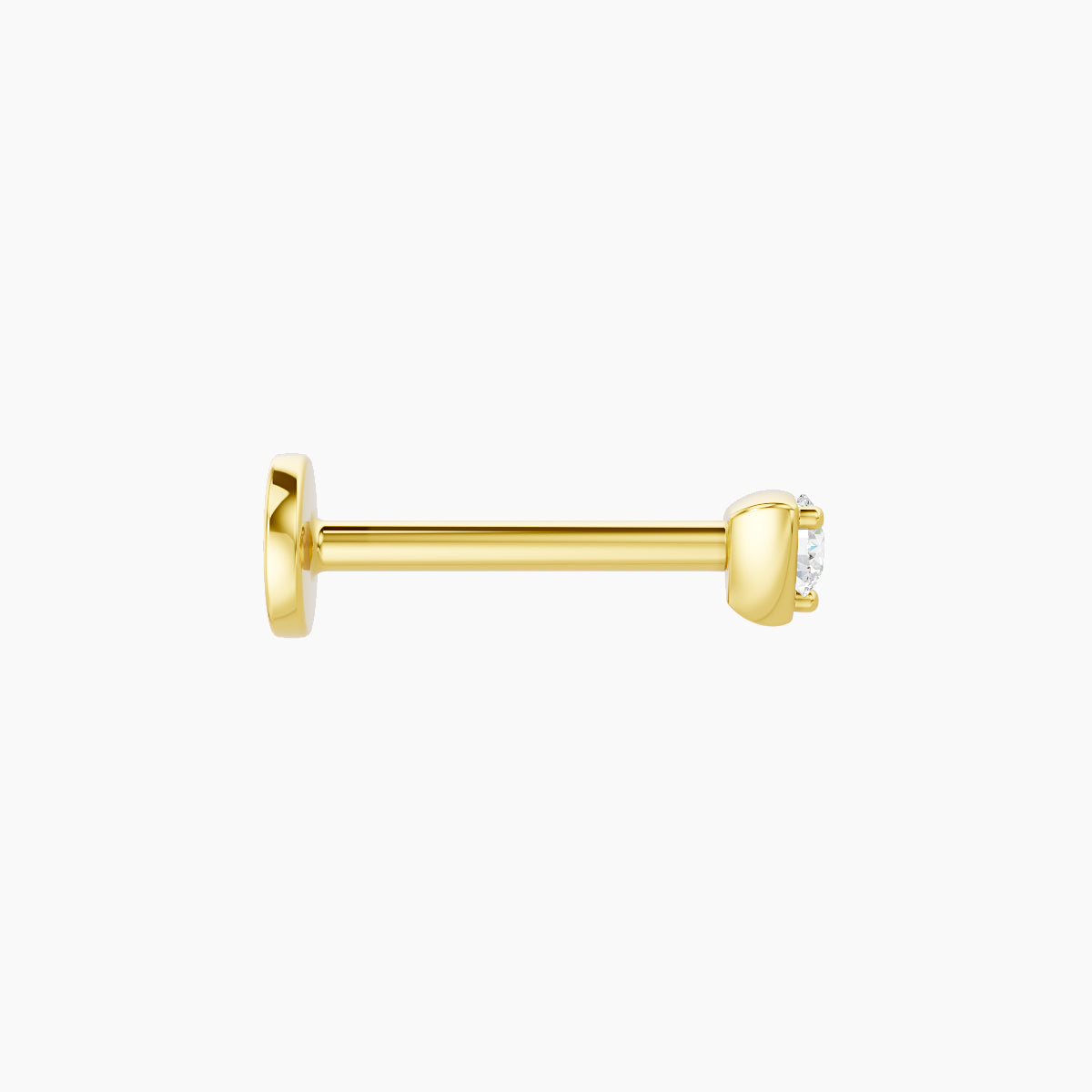 Leda | 18k Yellow Gold 3 mm 8 mm Round Diamond Nose Piercing