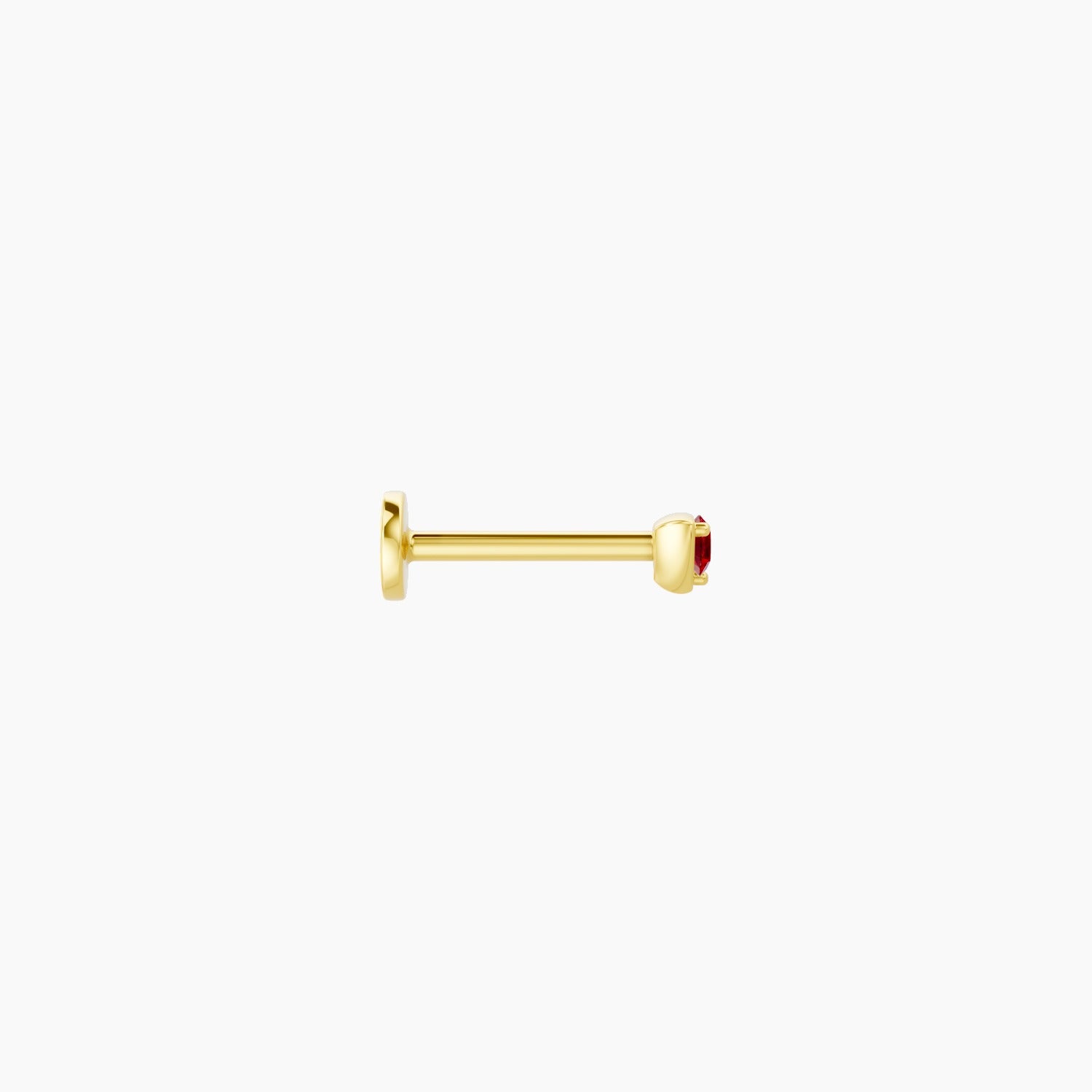 Leda | 18k Yellow Gold 8 mm 3 mm Round Ruby Nose Piercing