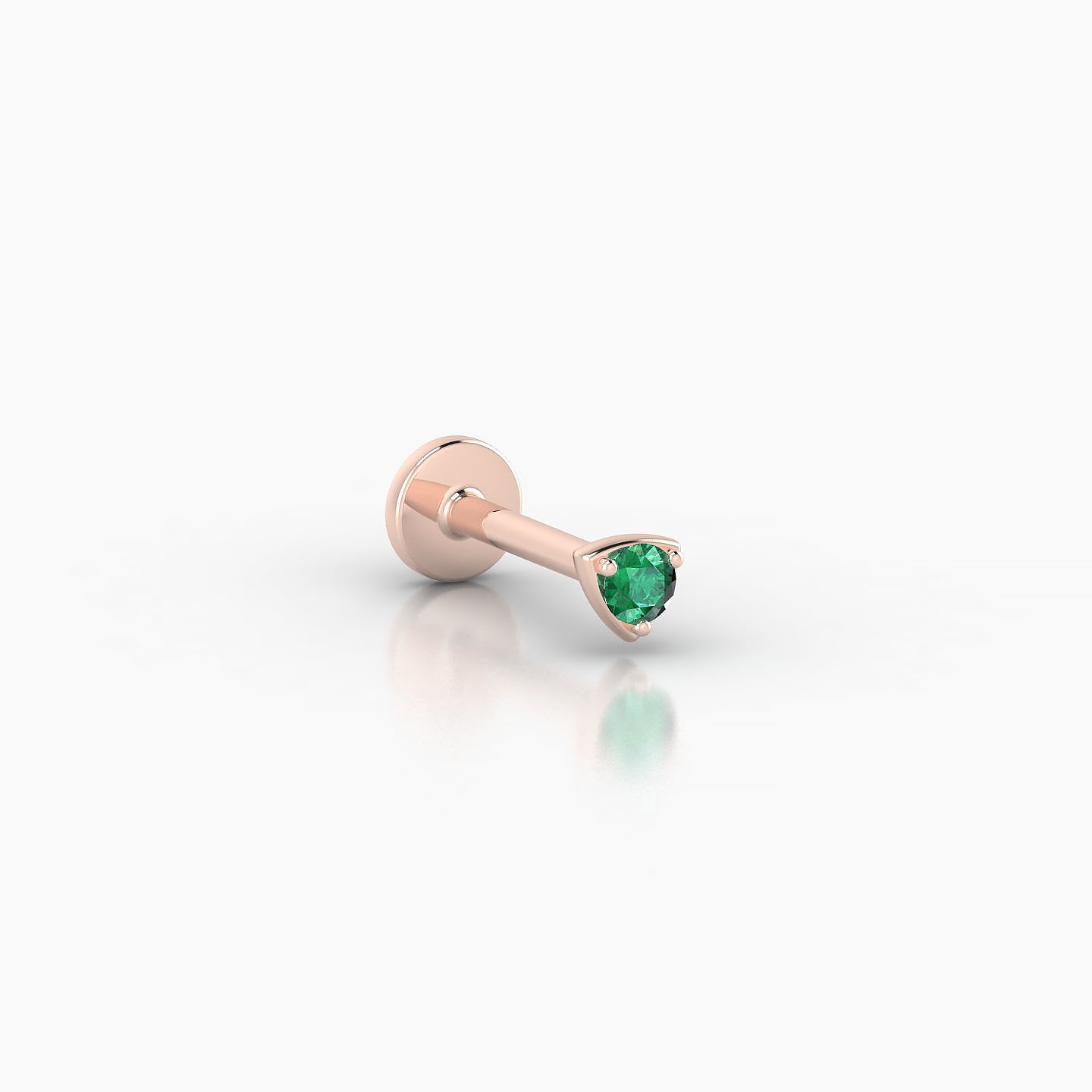 Leda | 18k Rose Gold 8 mm 3 mm Round Emerald Nose Piercing
