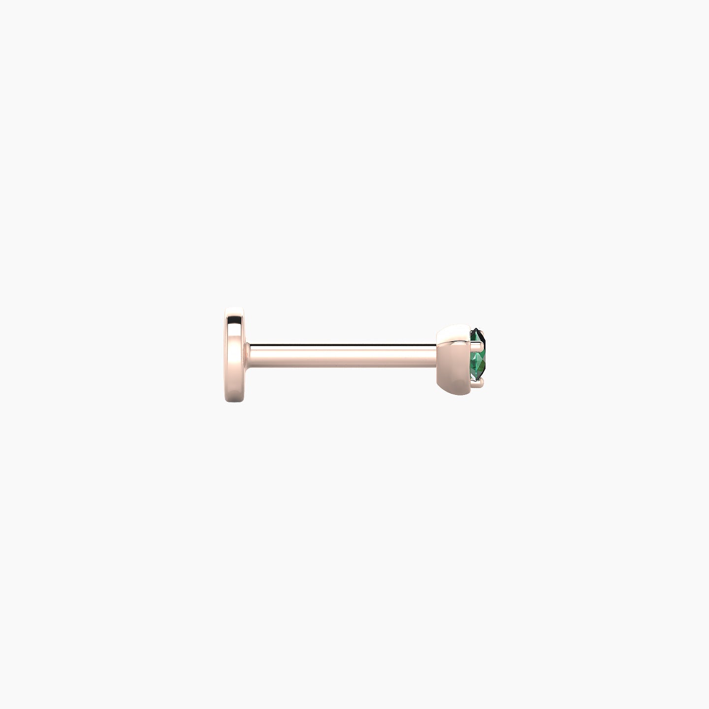 Leda | 18k Rose Gold 8 mm 3 mm Round Emerald Nose Piercing