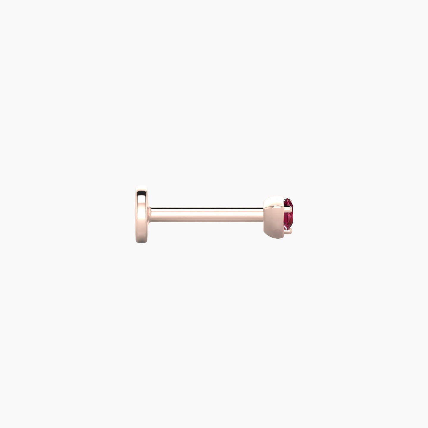 Leda | 18k Rose Gold 8 mm 3 mm Round Ruby Nose Piercing
