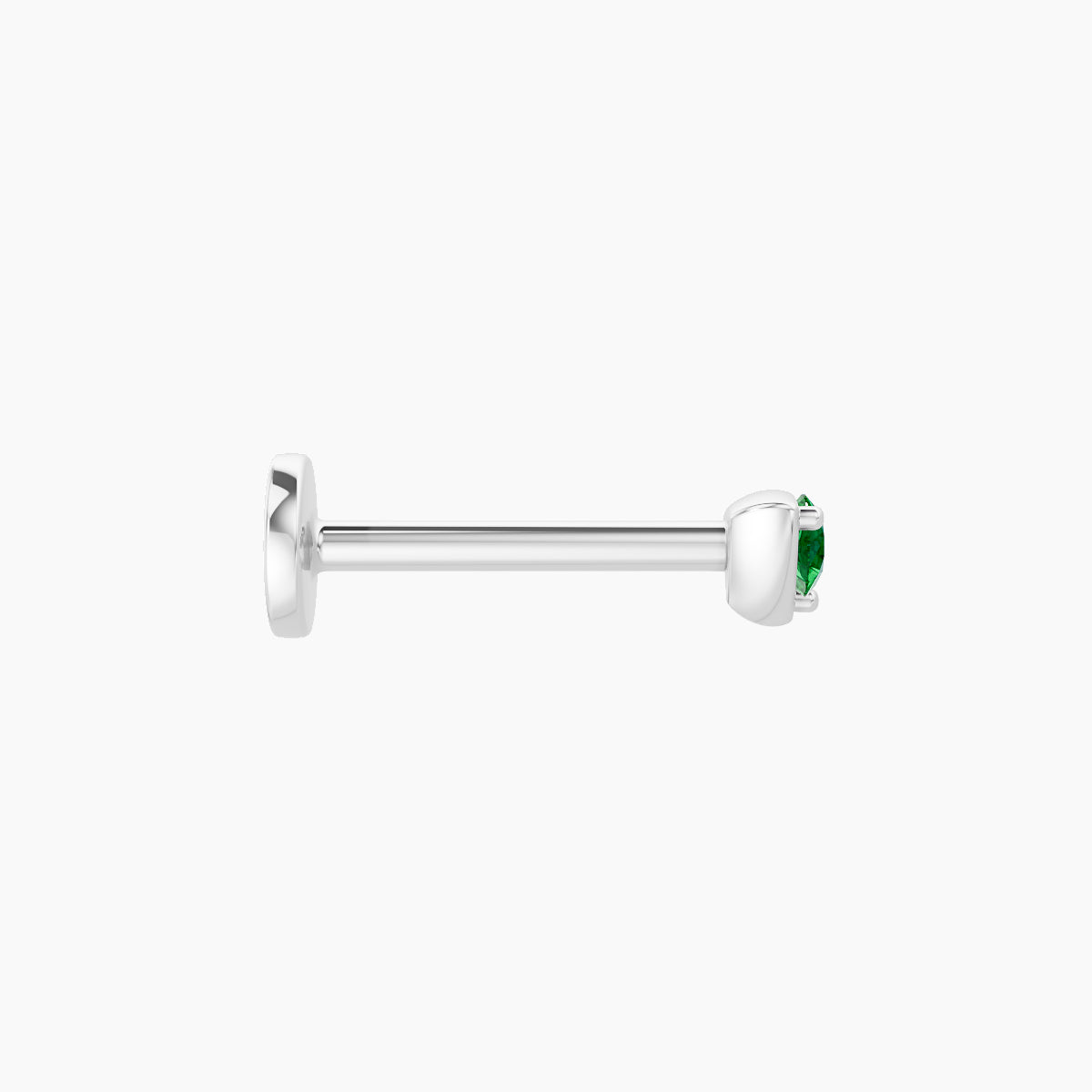 Leda | 18k White Gold 8 mm 3 mm Round Emerald Piercing