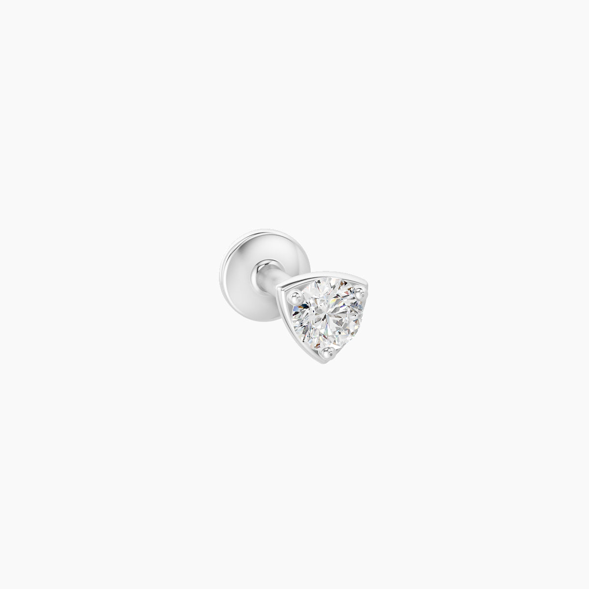 Leda | 18k White Gold 3.5 mm 5 mm Round Diamond Nose Piercing