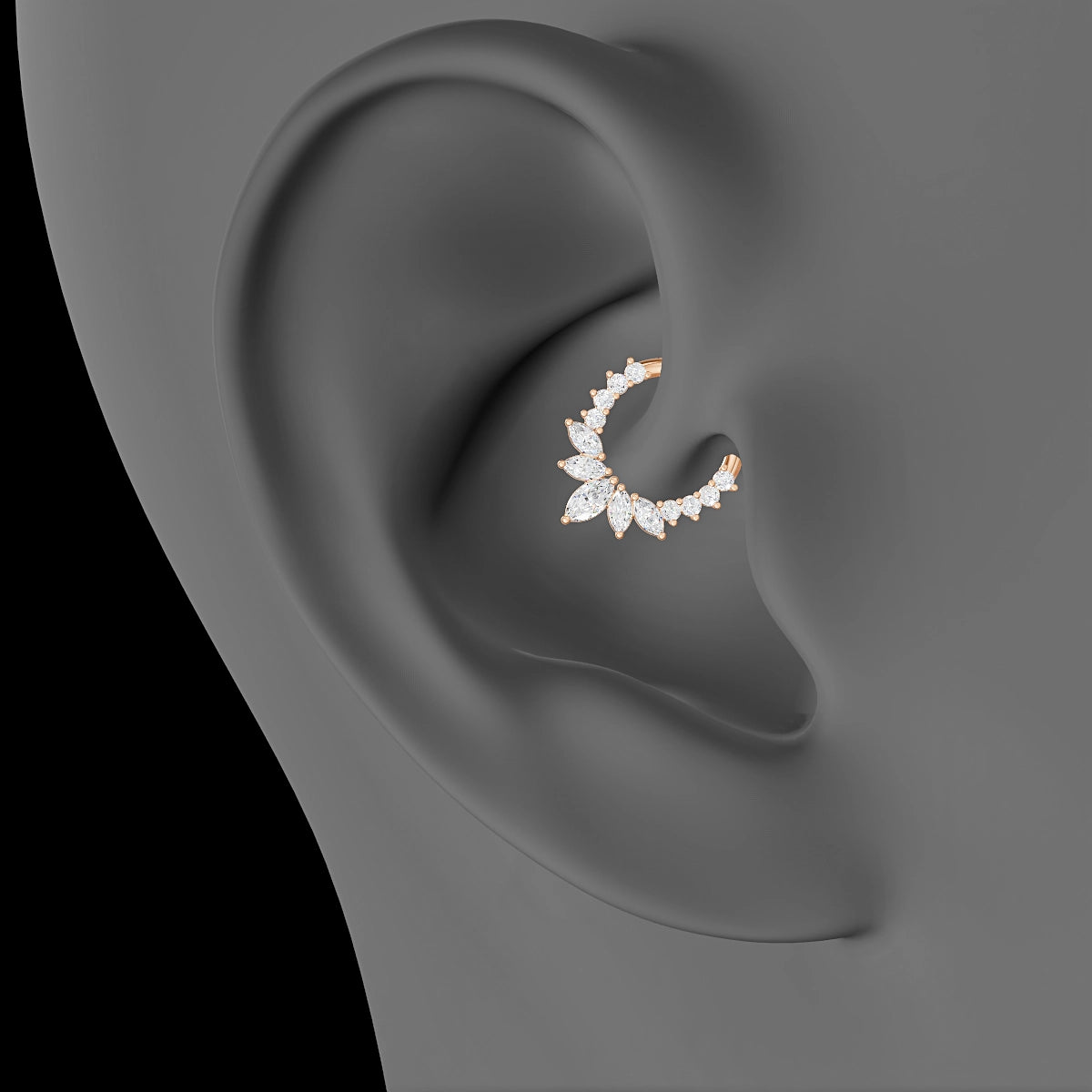 Leia | 18k Rose Gold 8 mm Diamond Daith Piercing