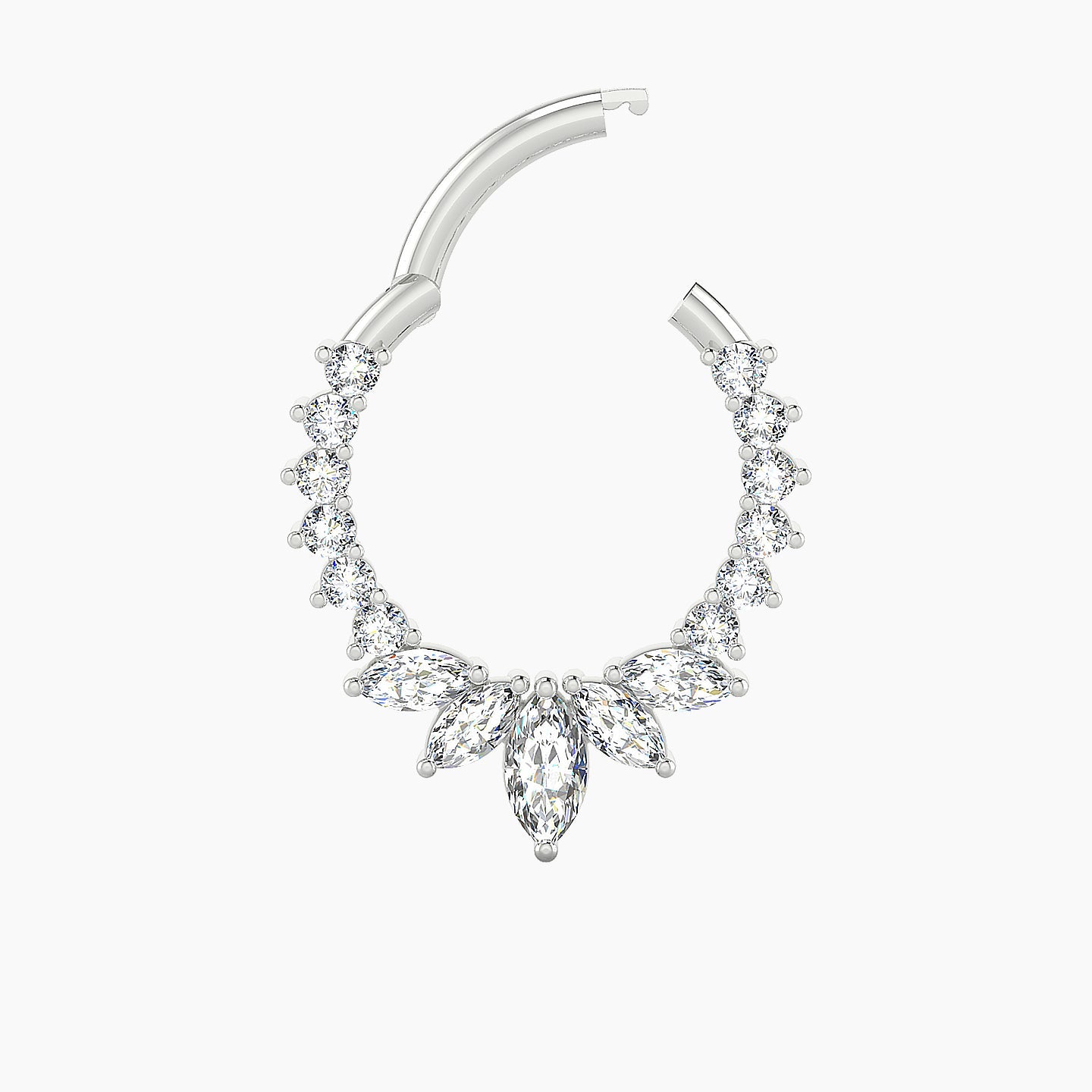 Leia | 18k White Gold 9.5 mm Diamond Daith Piercing