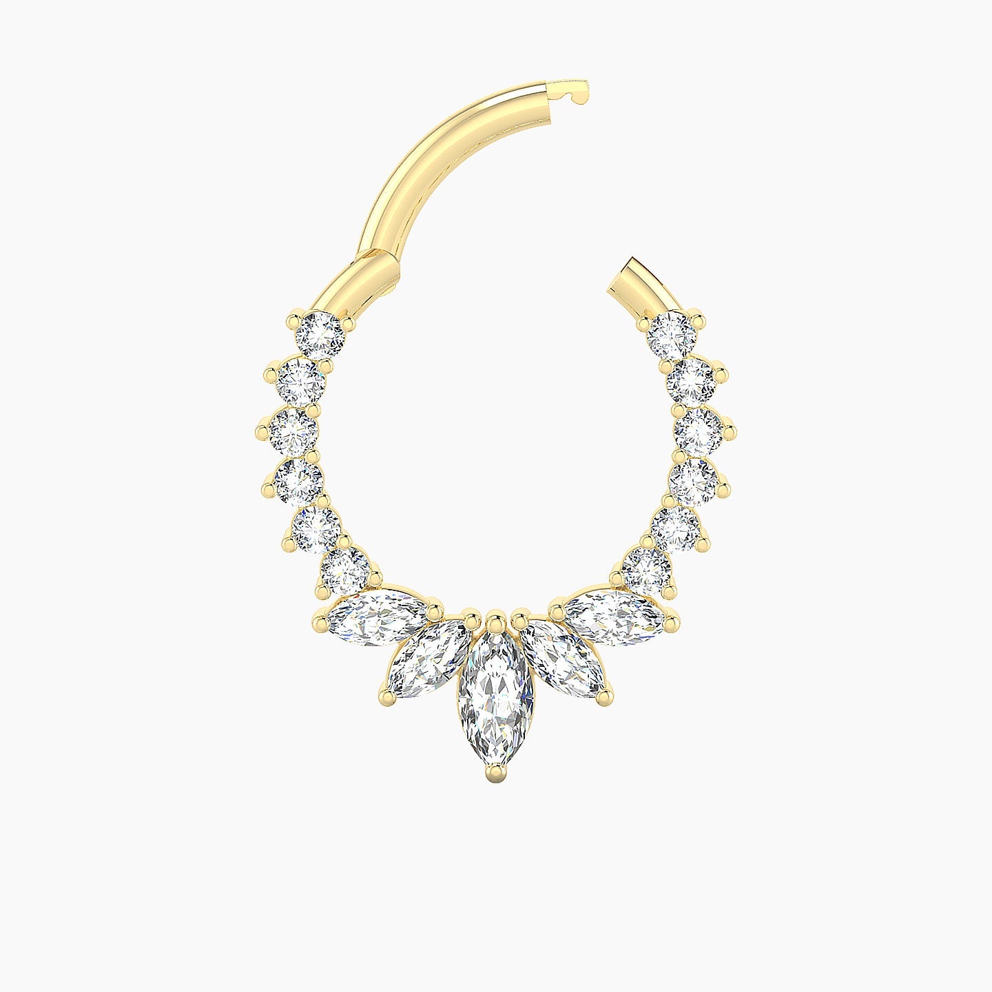 Leia | 18k Yellow Gold 9.5 mm Diamond Daith Piercing