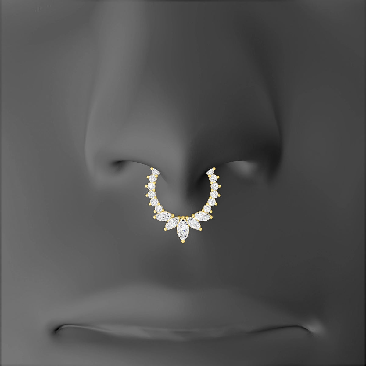 Leia | 18k Yellow Gold 9.5 mm Diamond Septum Piercing