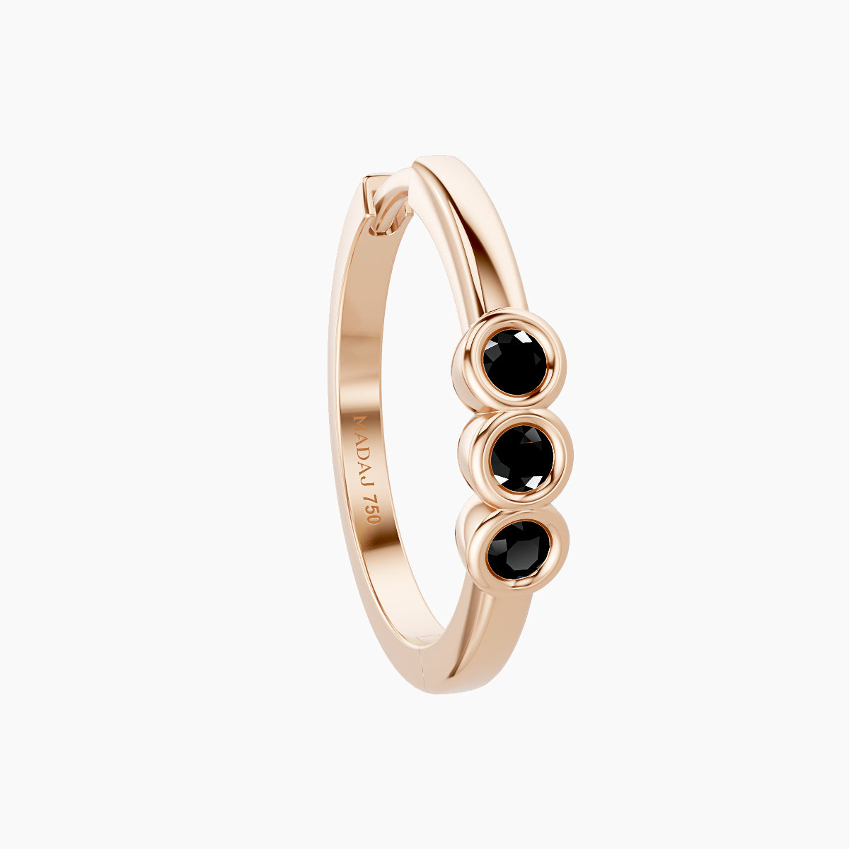 Leto | 18k Rose Gold 11 mm Trilogy Black Diamond Hoop Piercing