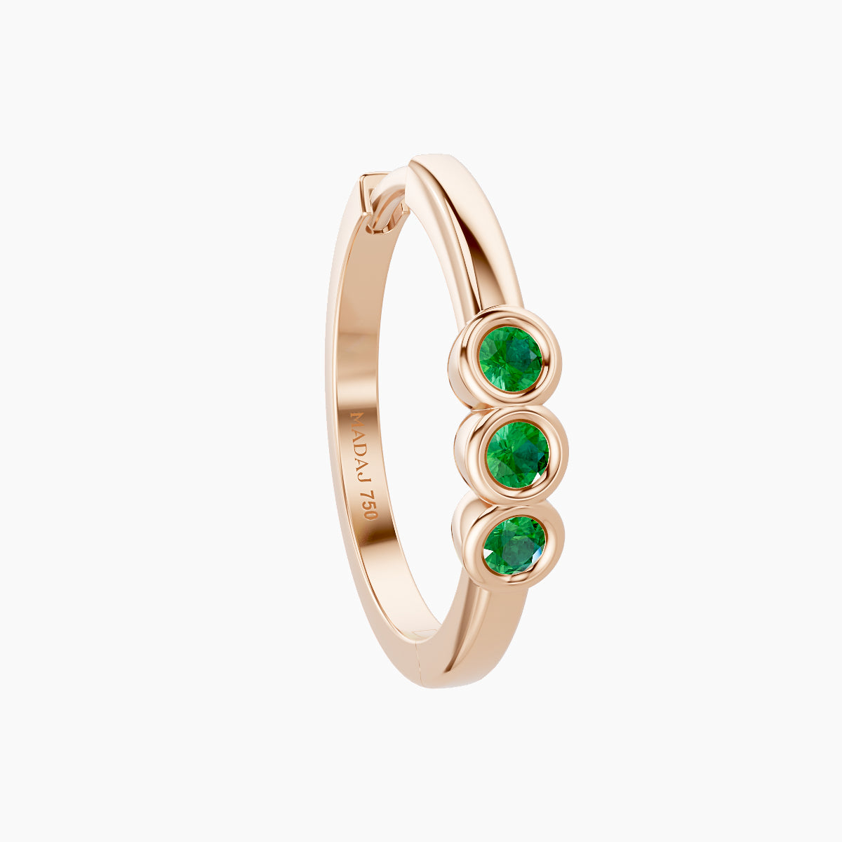Leto | 18k Rose Gold 11 mm Trilogy Emerald Hoop Piercing