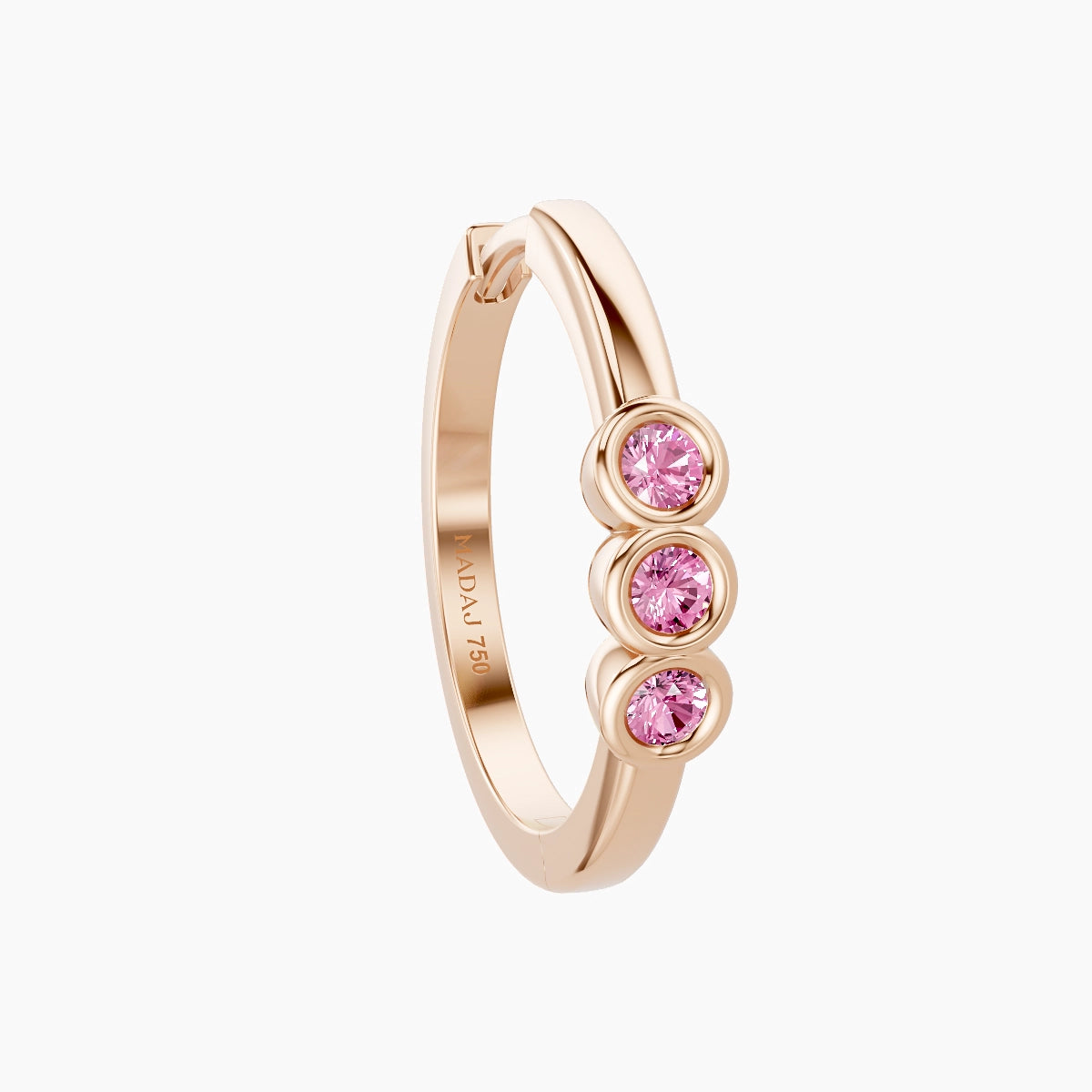 Leto | 18k Rose Gold 11 mm Trilogy Pink Sapphire Hoop Piercing