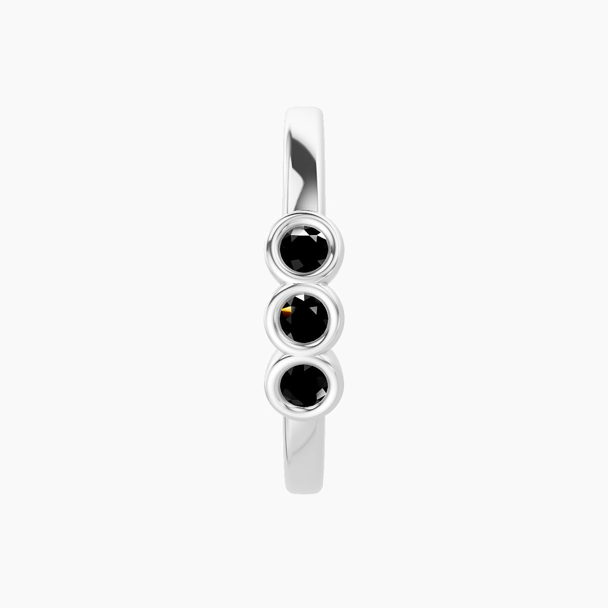Leto | 18k White Gold 11 mm Trilogy Black Diamond Hoop Piercing