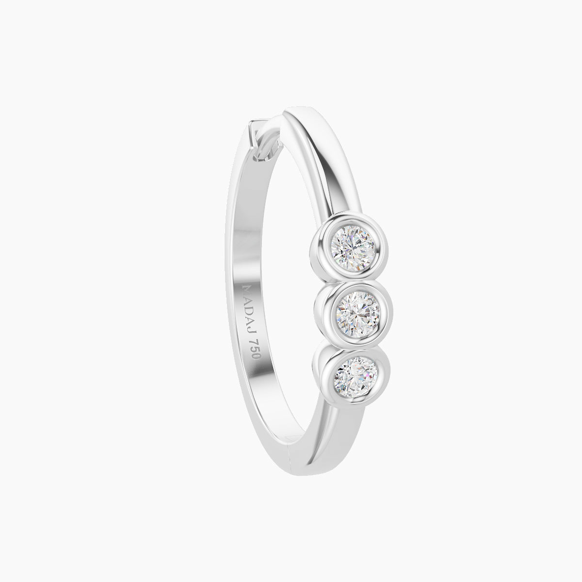 Leto | 18k White Gold 11 mm Trilogy Diamond Hoop Piercing