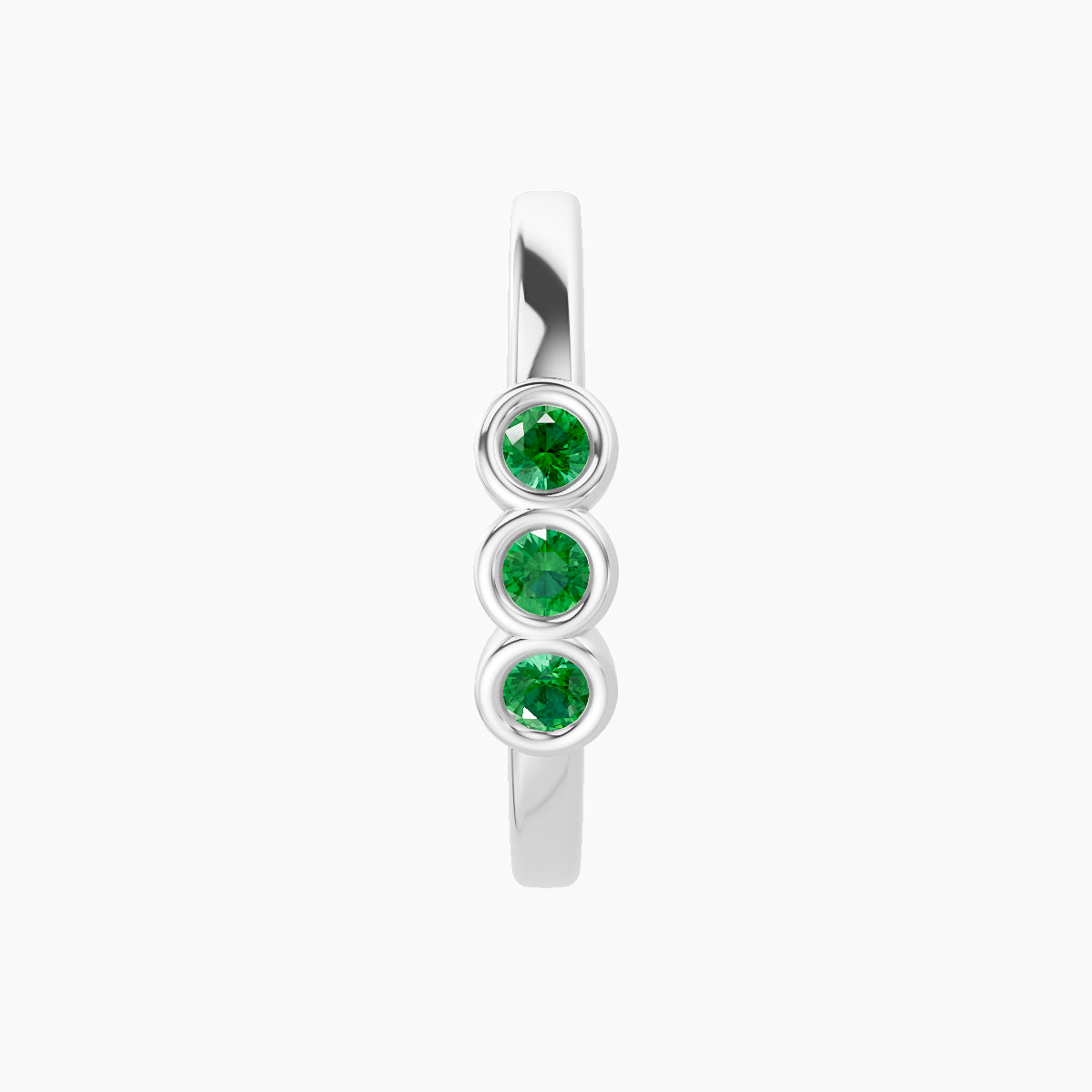 Leto | 18k White Gold 11 mm Trilogy Emerald Hoop Piercing
