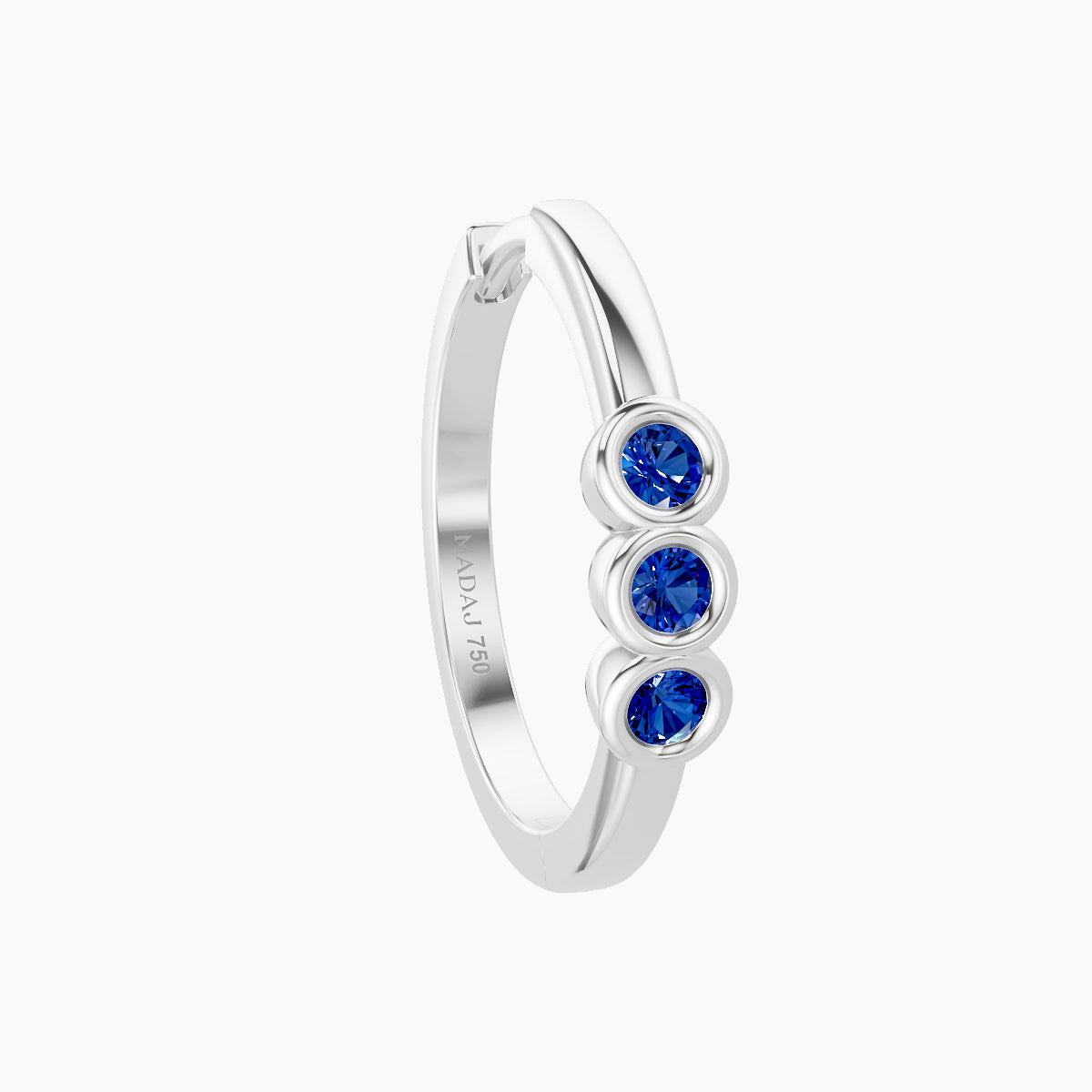 Leto | 18k White Gold 11 mm Trilogy Sapphire Hoop Piercing