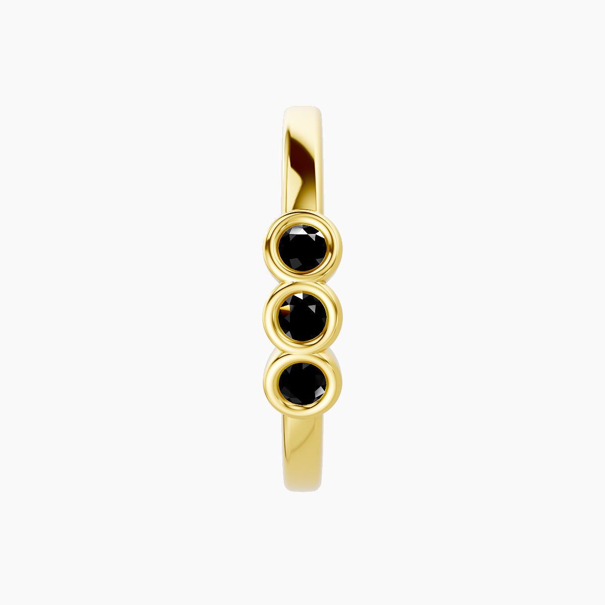 Leto | 18k Yellow Gold 11 mm Trilogy Black Diamond Hoop Piercing