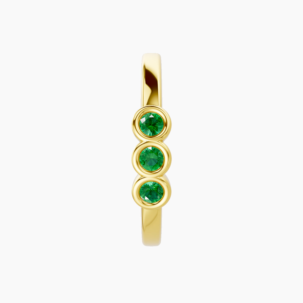 Leto | 18k Yellow Gold 11 mm Trilogy Emerald Hoop Piercing