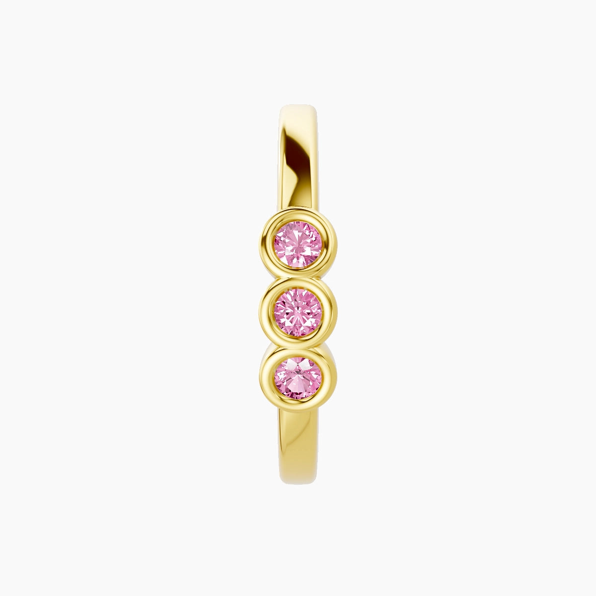 Leto | 18k Yellow Gold 11 mm Trilogy Pink Sapphire Hoop Piercing